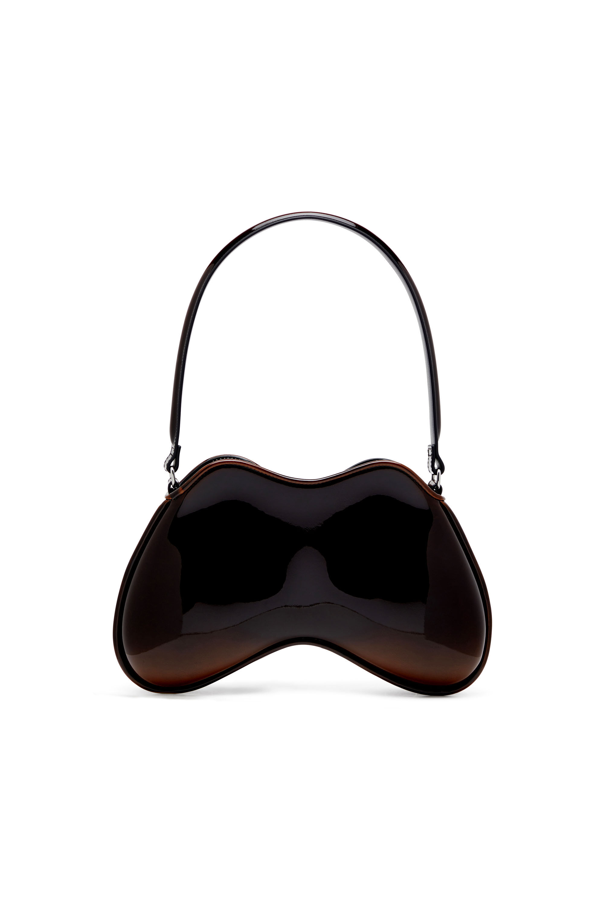 Diesel - DOUBLE-D SHOULDER, Sac épaule rigide en PU brillant dégradé Femme in Marron - 3