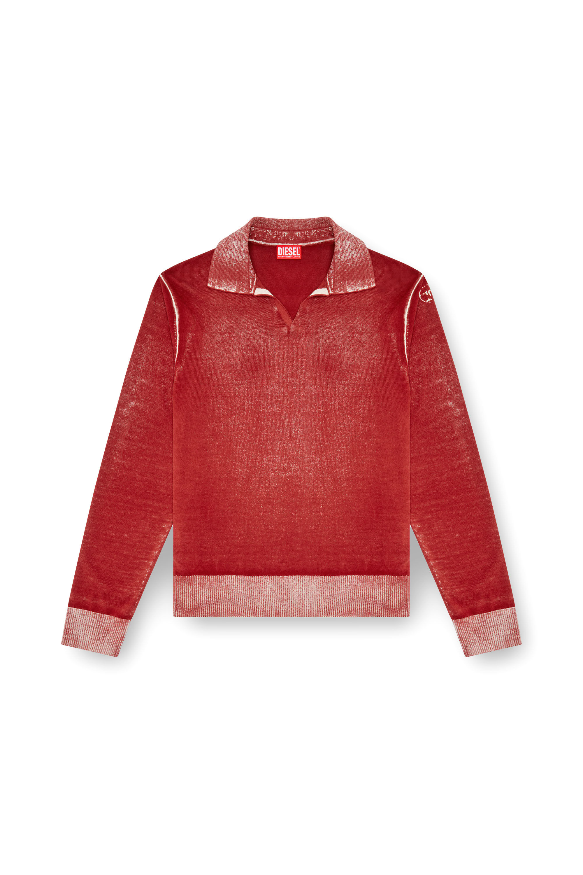 Diesel - K-LORENZO, Herren Polo-Pullover mit Reverse-Print in Rot - 2