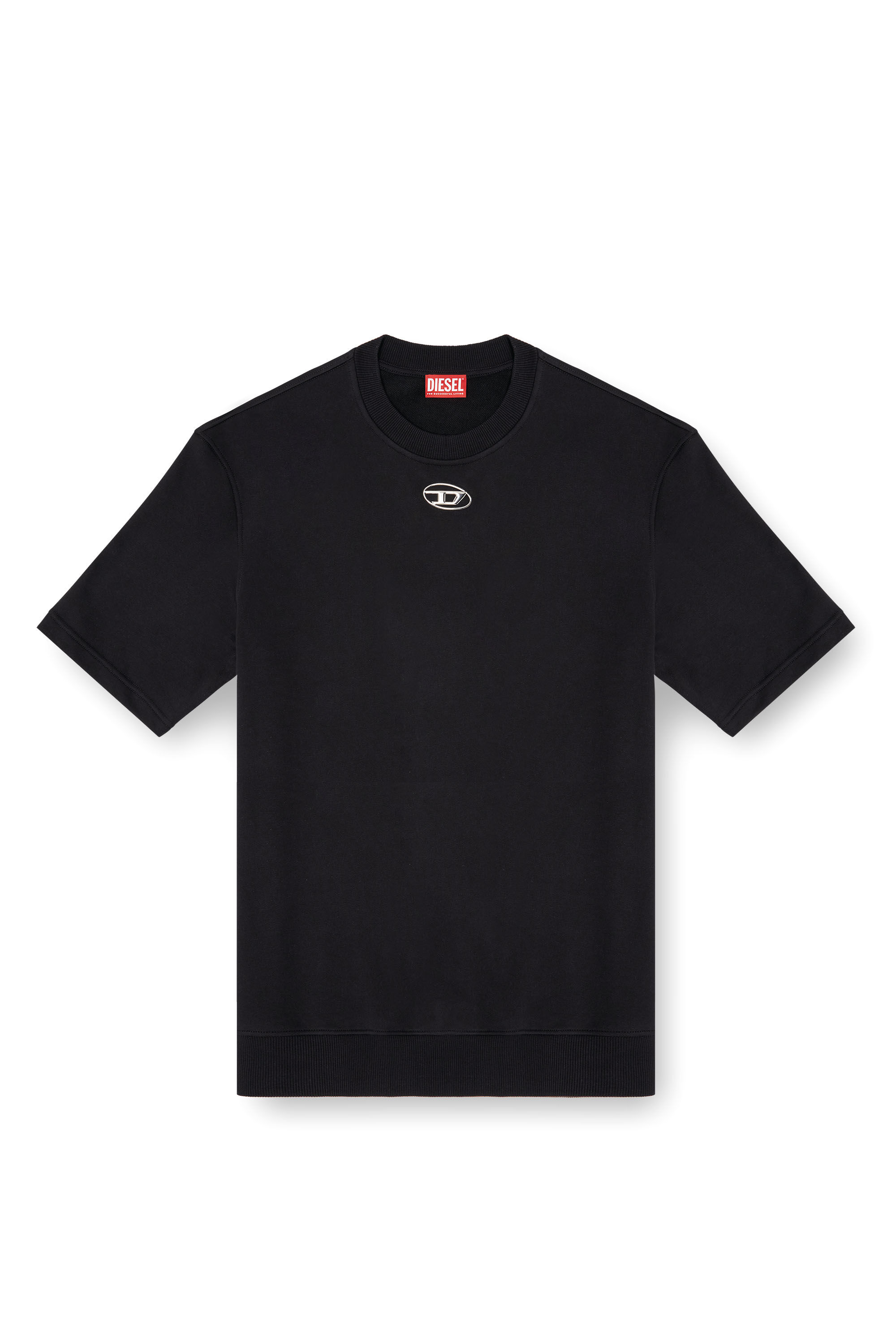 Diesel - S-COOLING-L1, Sweat-shirt à demi-manches avec logo métallisé Homme in Noir - 2