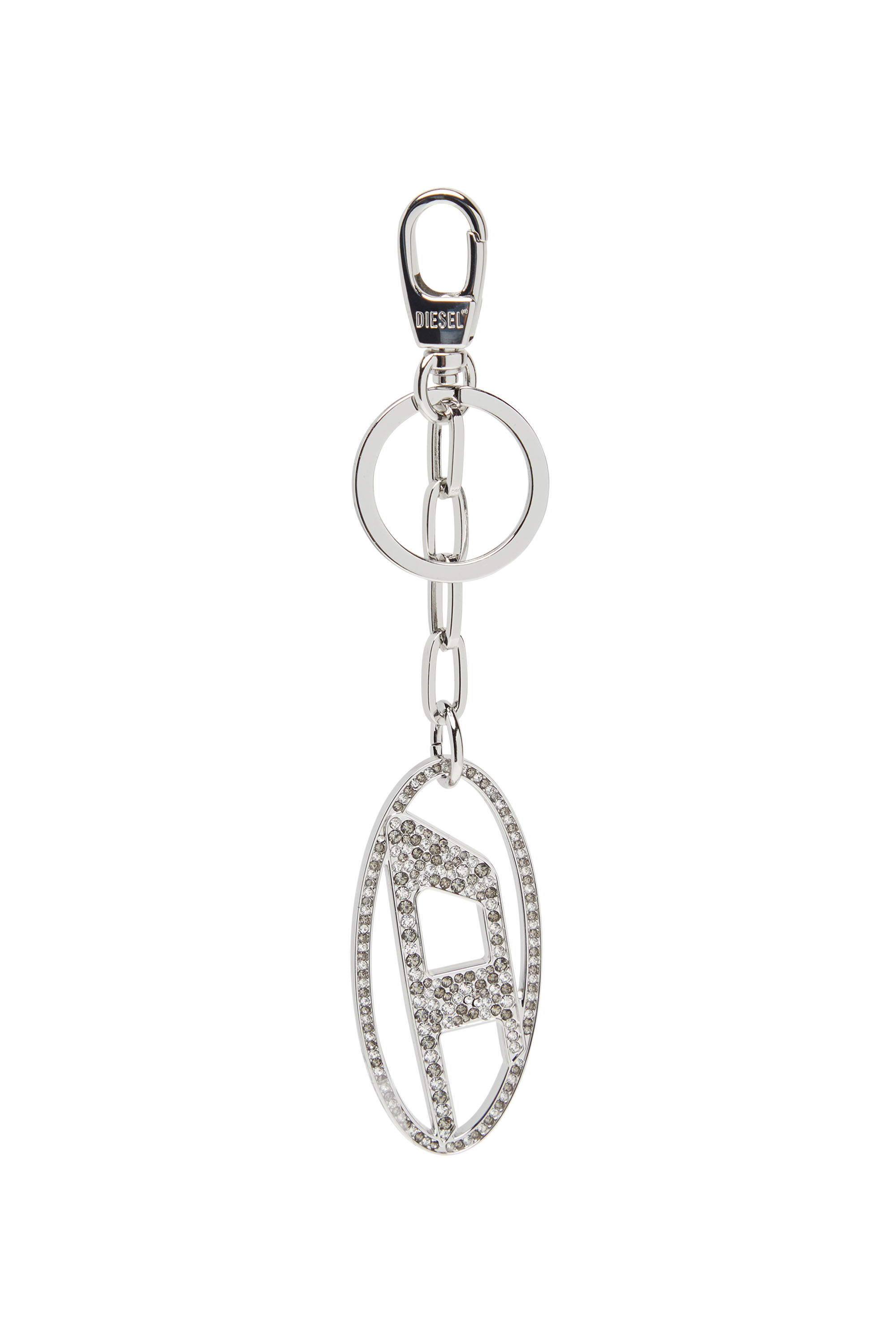 Diesel - HOLY-C, Damen Oval D-Schlüsselanhänger aus Metall mit Strass in Silber - 1