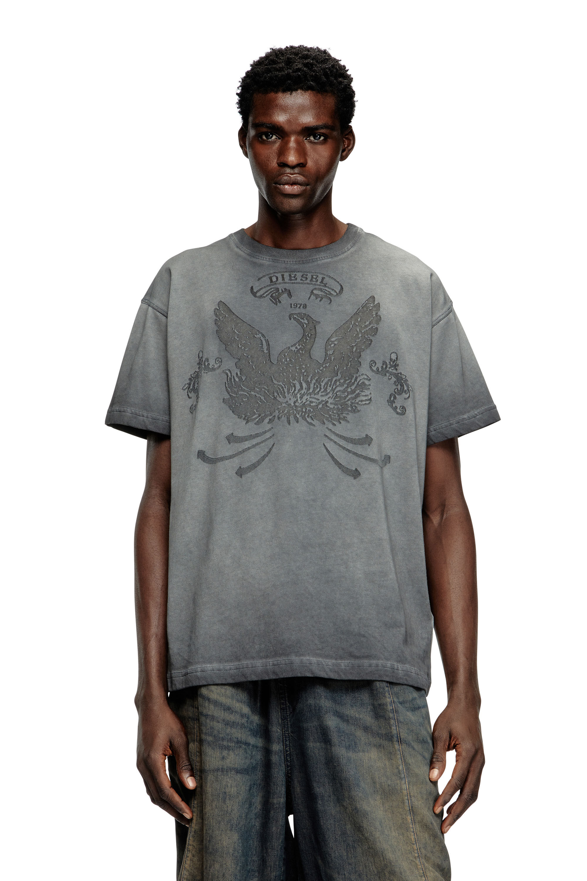 Diesel - T-NORM-T9, T-shirt avec phénix dévoré Homme in Gris - 3