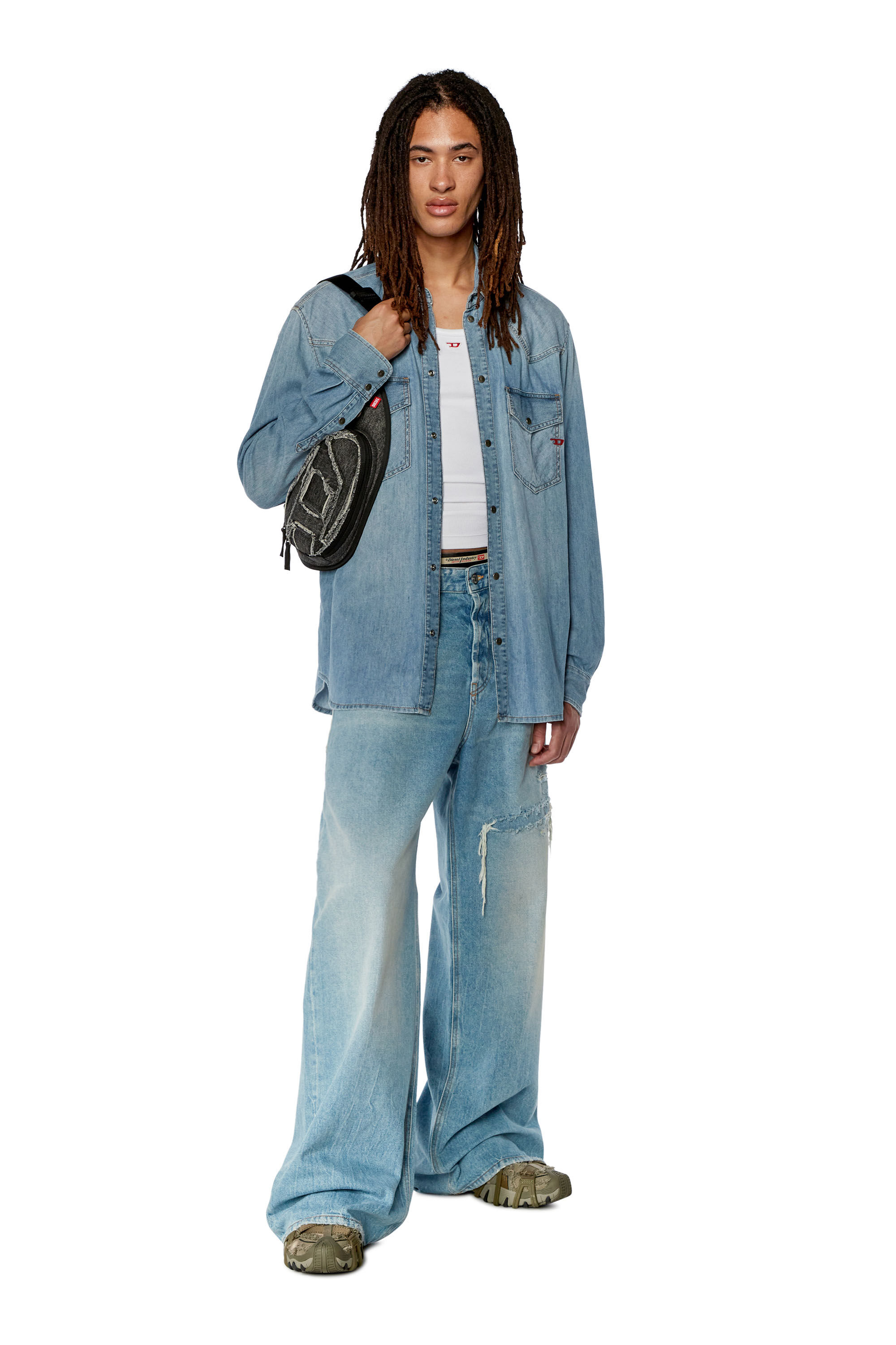 Diesel - Relaxed Jeans D-Rise 09E25 Uomo, Blu Chiaro - Image 1