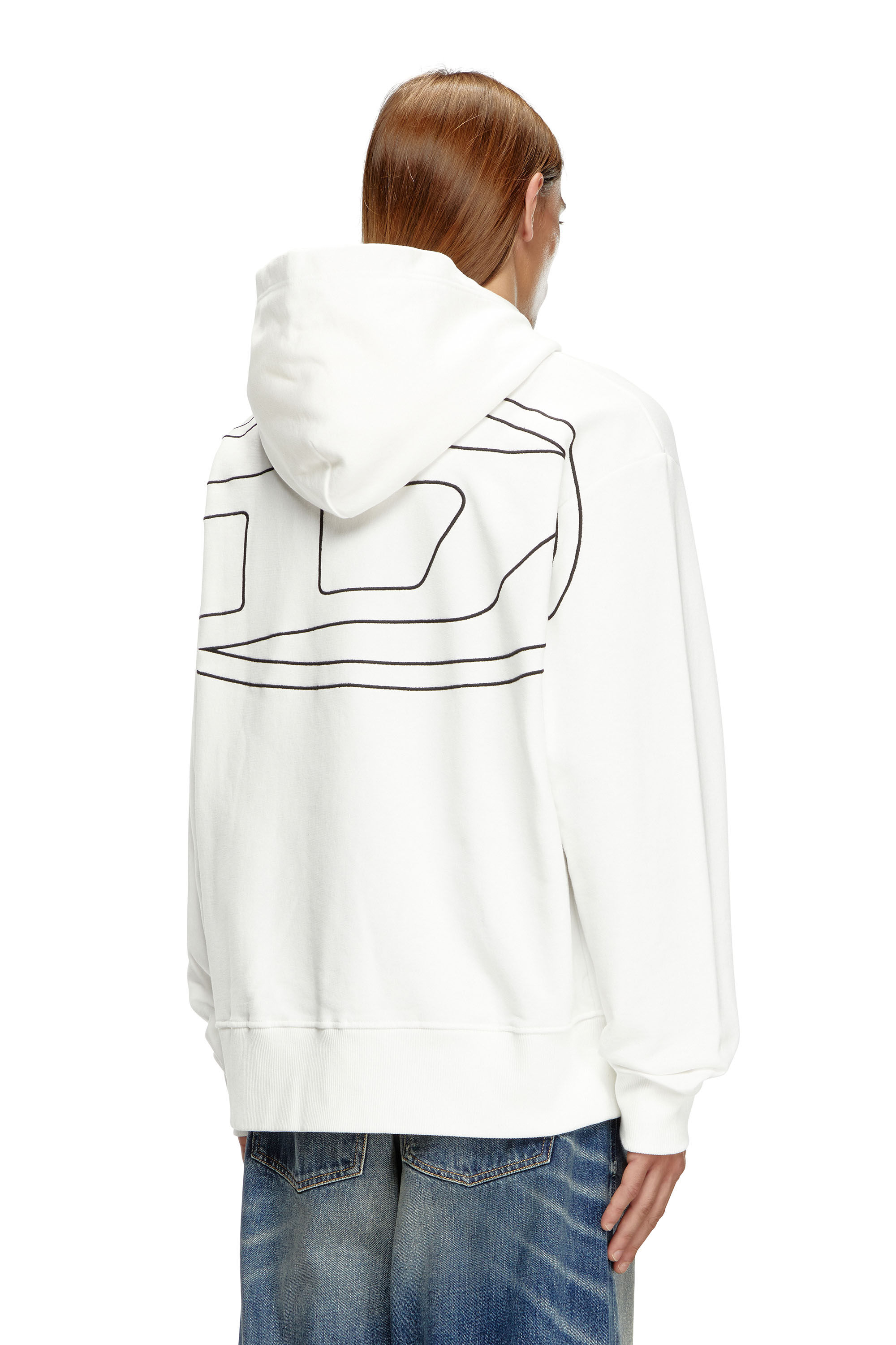 Diesel - S-MACS-HOOD-MEGOVAL-D, Sweat-shirt à capuche avec logo brodé Homme in Blanc - 3