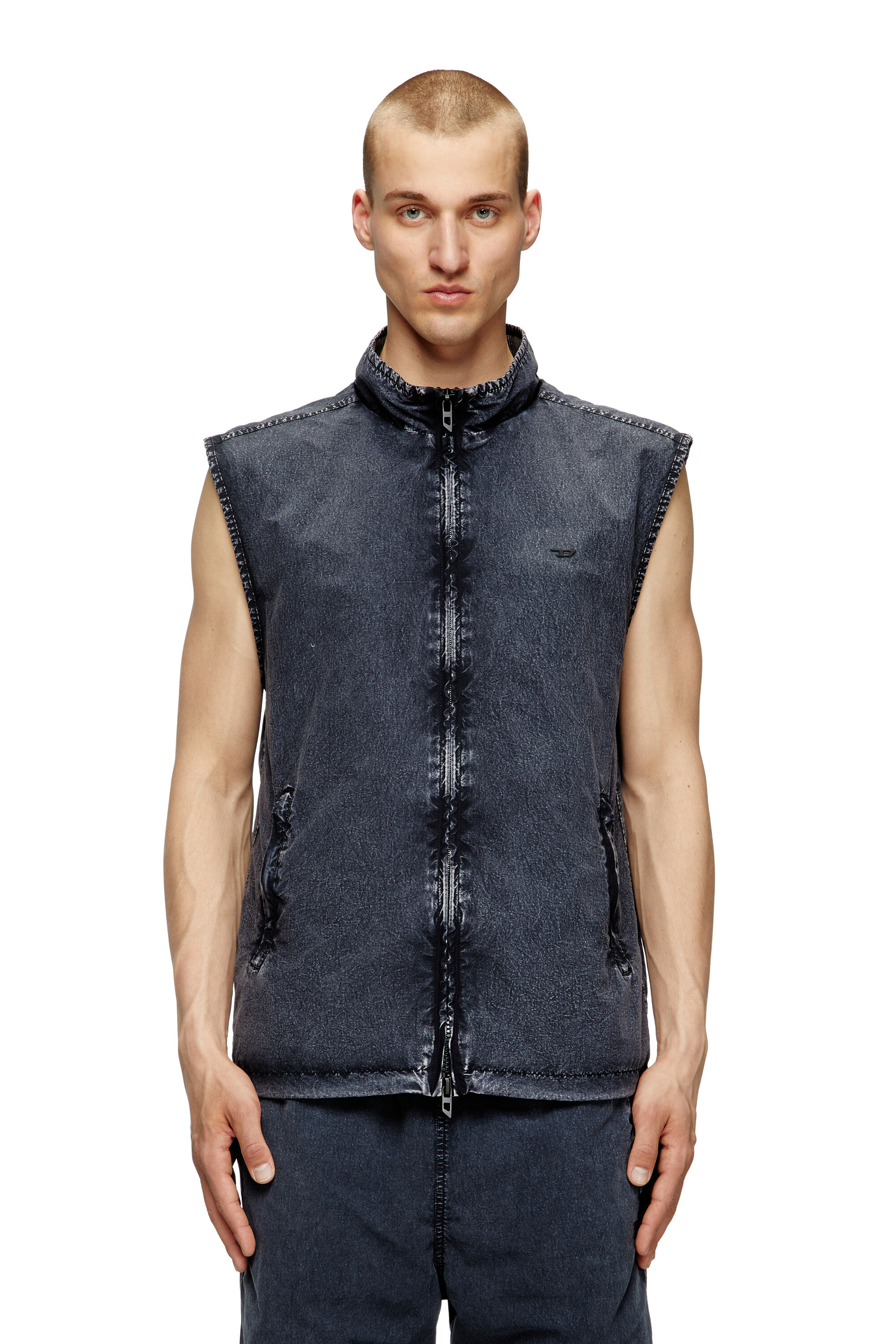 Diesel - J-ERB, Herren Weste aus recyceltem Nylon-Taslan in Dunkelblau - 3