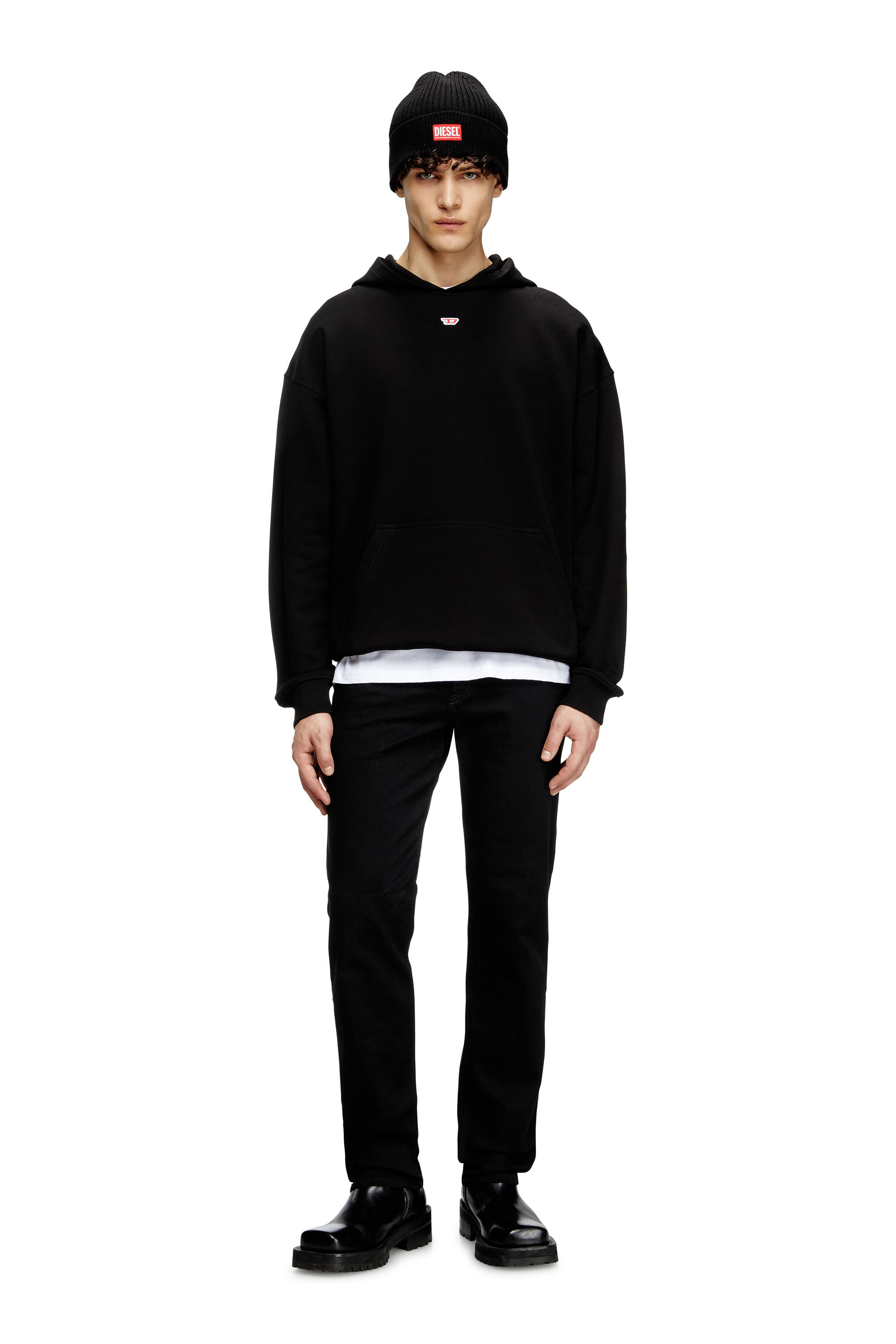 Diesel - S-BOXT-HOOD-D, Sweat-shirt à capuche avec empiècement D Homme in Noir - 1