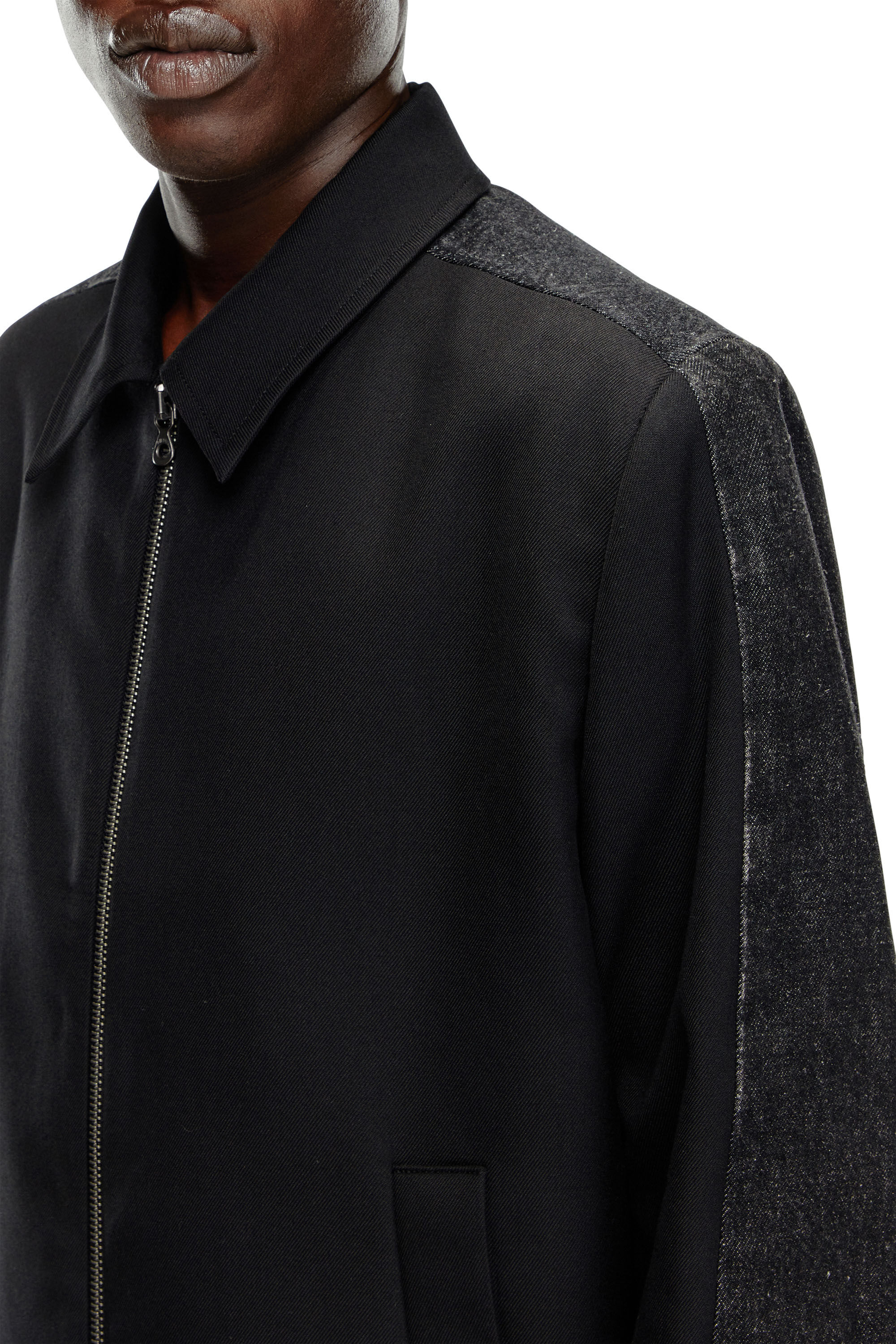 Diesel - J-RHEIN, Blouson en laine mélangée et denim Homme in Noir - 5