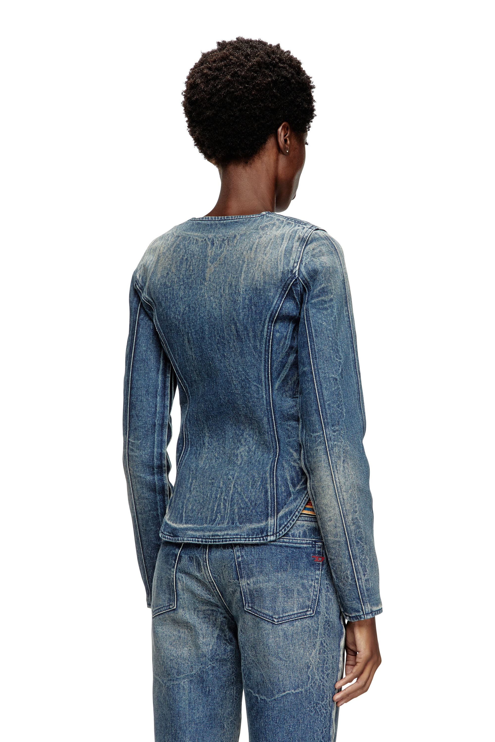Diesel - DE-GARY-FSG, Veste en denim Ghost embossé Femme in Bleu - 4