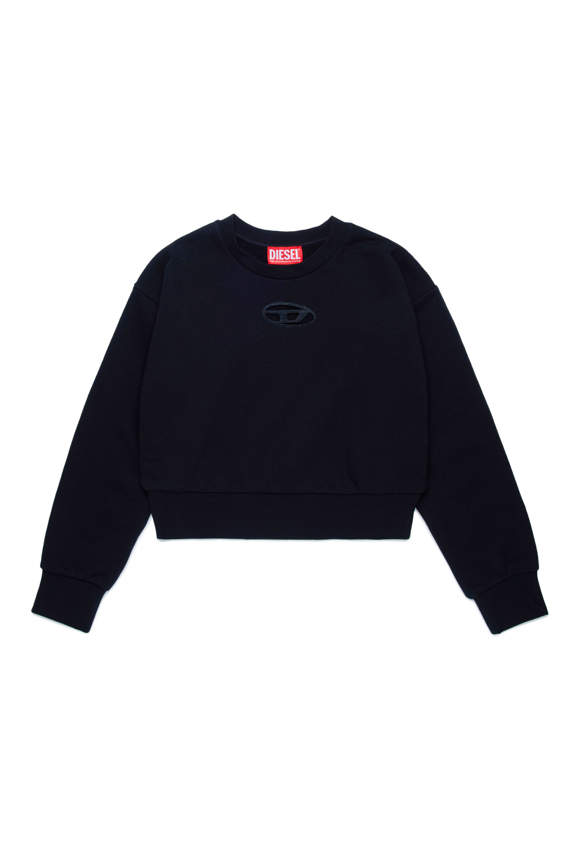 Diesel - STRASLIUM, Felpa con cut-out e logo Oval D Donna in Nero - 1