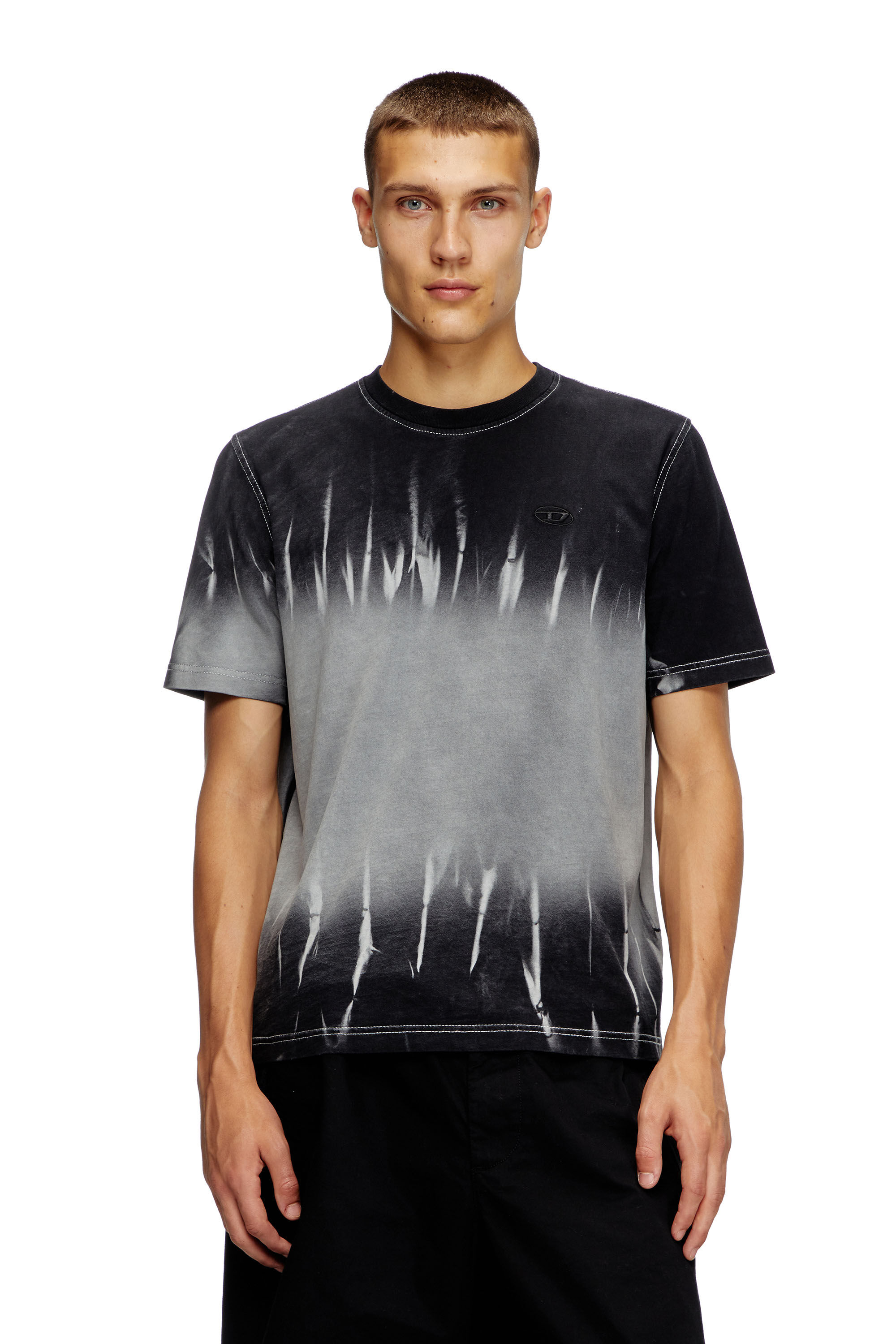 Diesel - T-ADJUST-R21, Herren Batik-T-Shirt mit Logo-Stickerei in Schwarz - 3