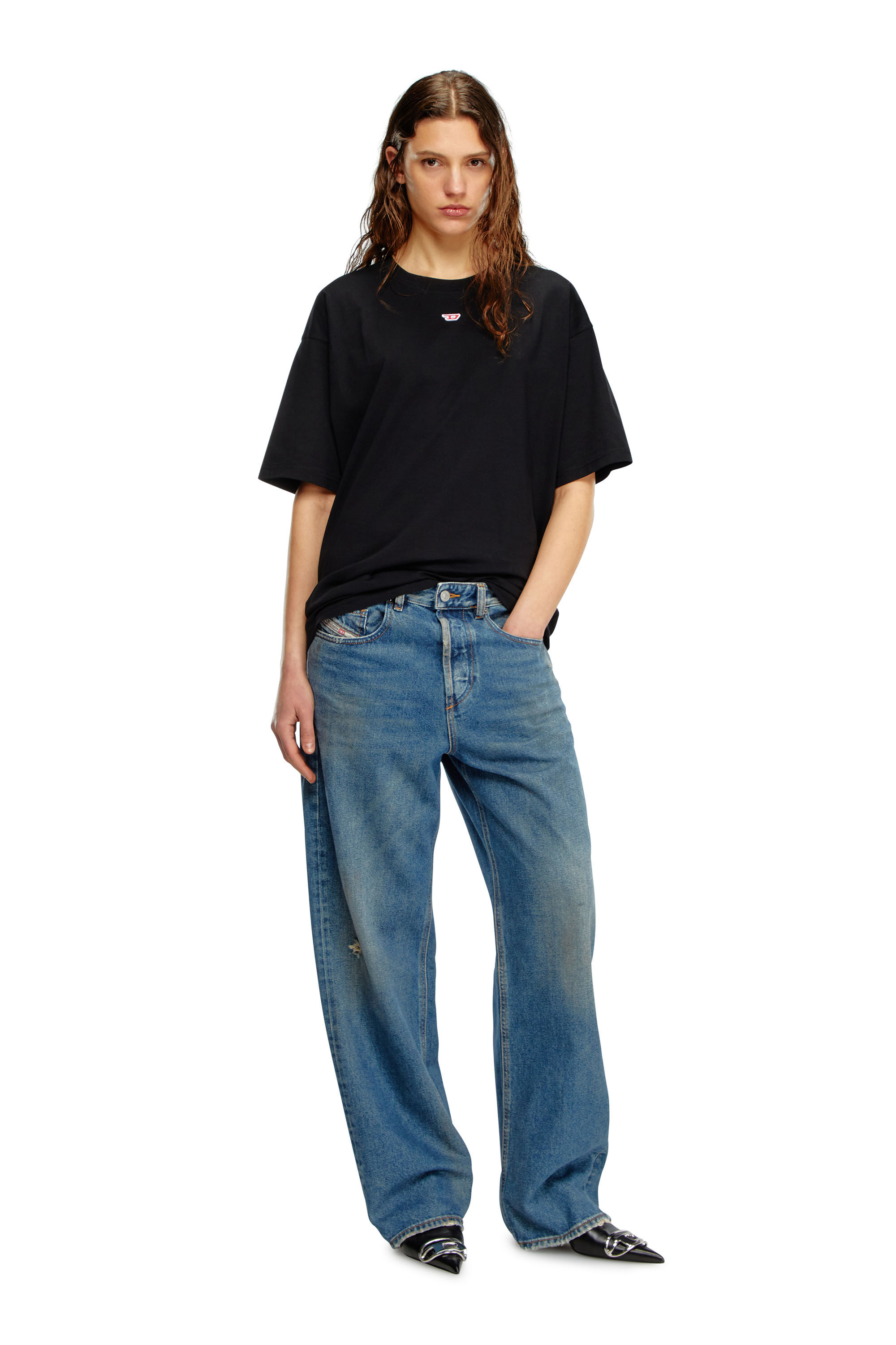 Diesel - T-BOXT-D, Unisex T-Shirt mit gesticktem D-Patch in Schwarz - 6