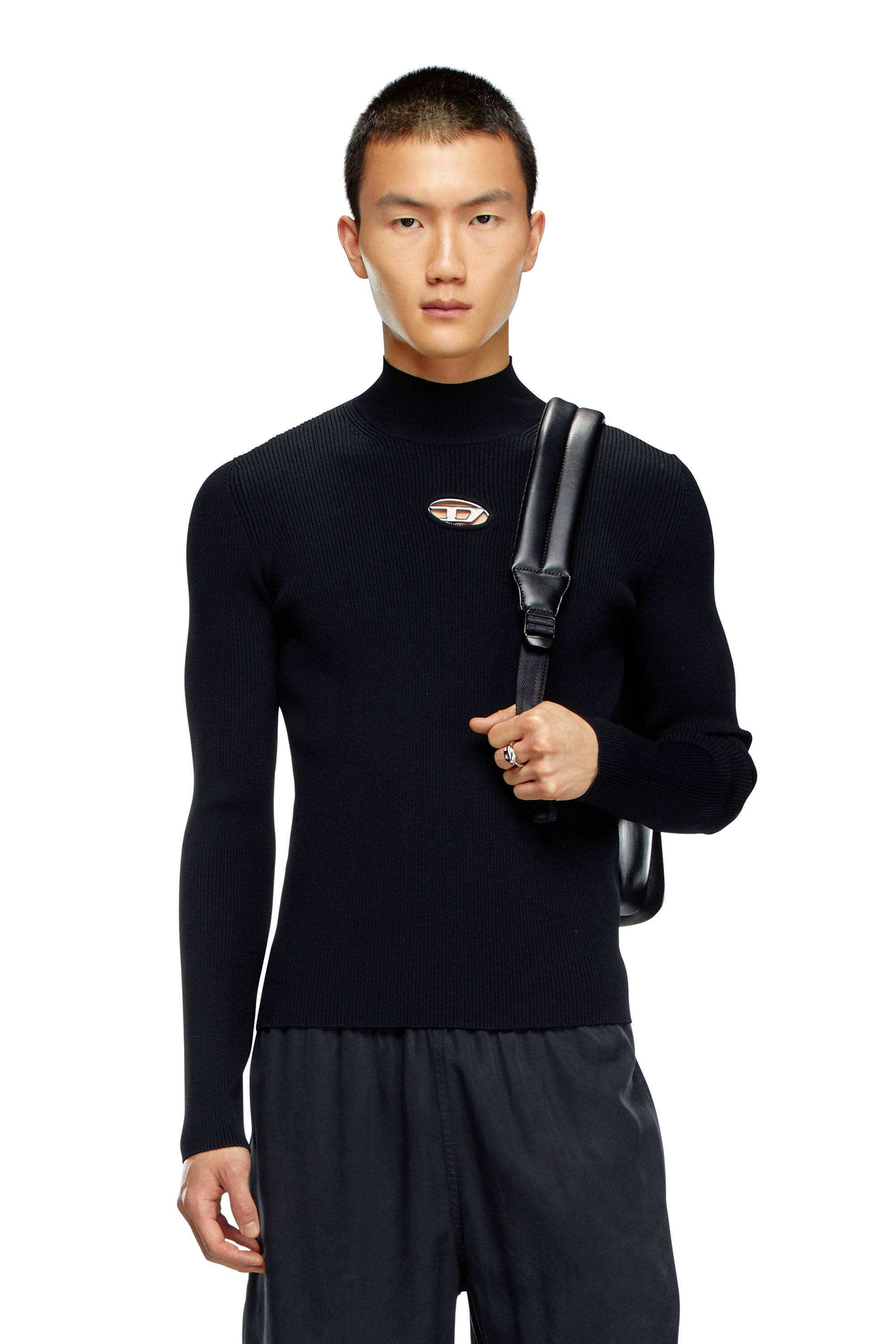 Diesel - K-ZACKARY, Pull à col montant avec Oval D Homme in Noir - 3