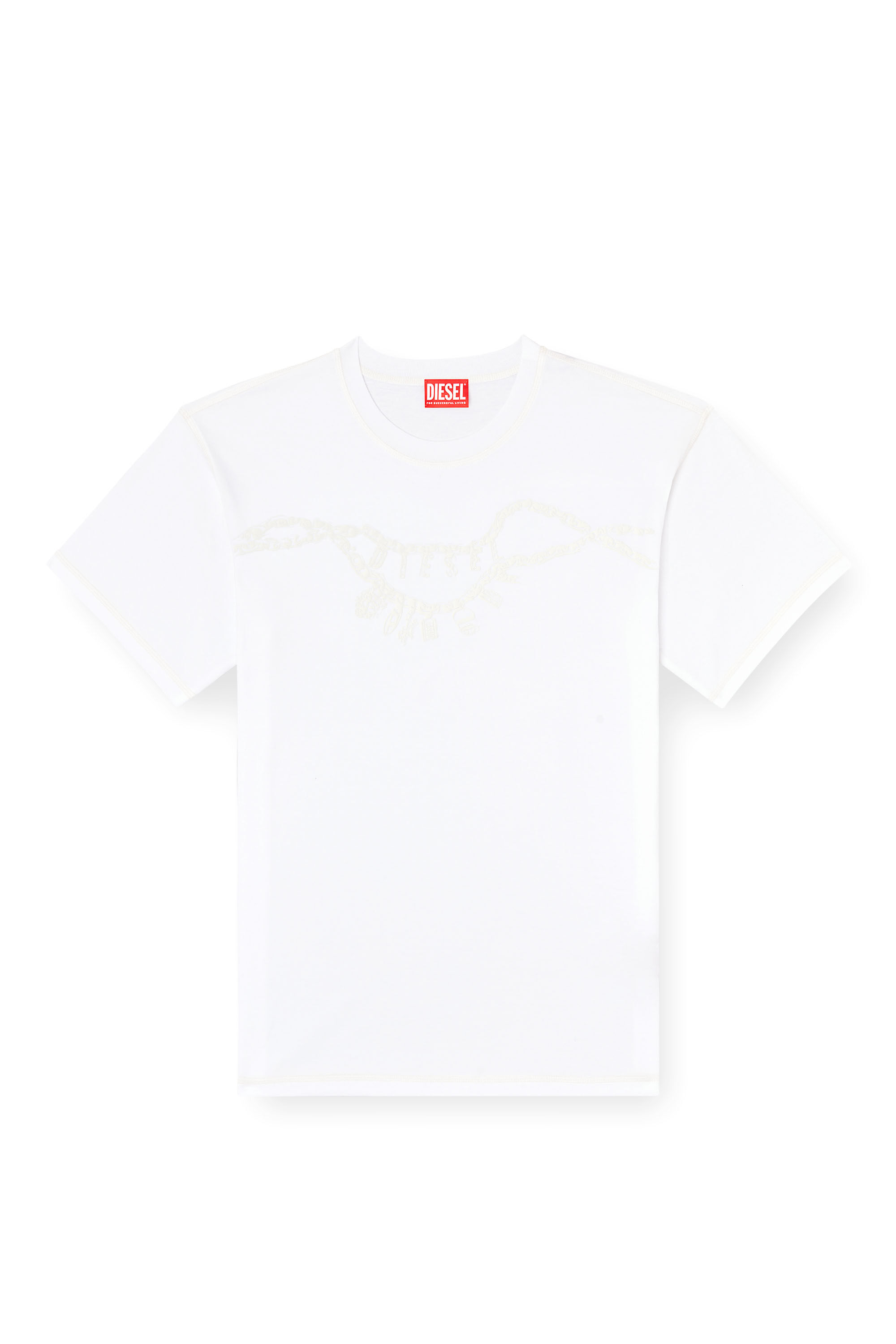 Diesel - T-NORM-HOSHI, Unisex T-Shirt mit Anhänger-Halskette-Print in Weiß - 2