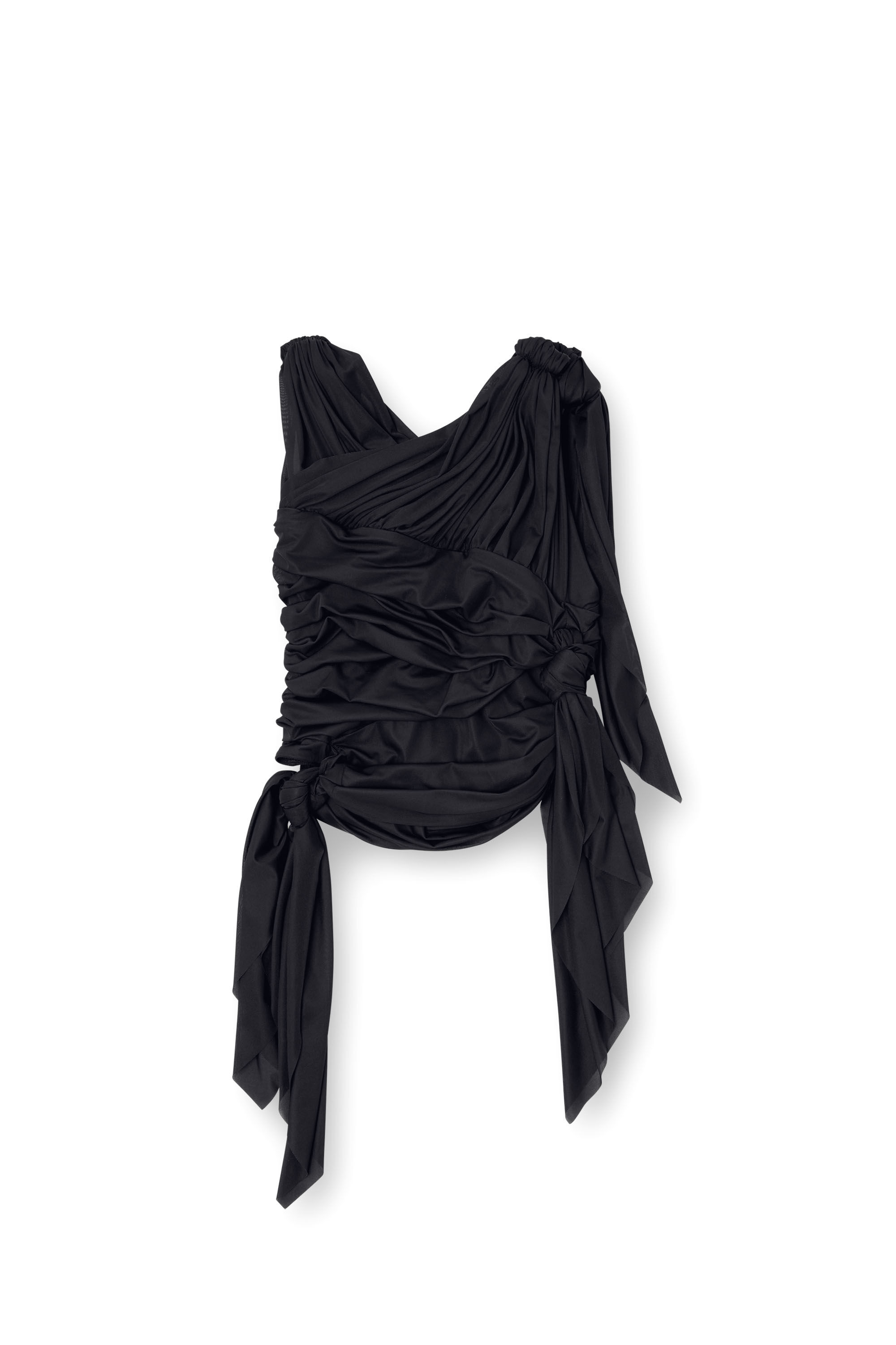 Diesel - T-PERSEA-PLAIN, Top con drappeggi in jersey Donna in Nero - 2