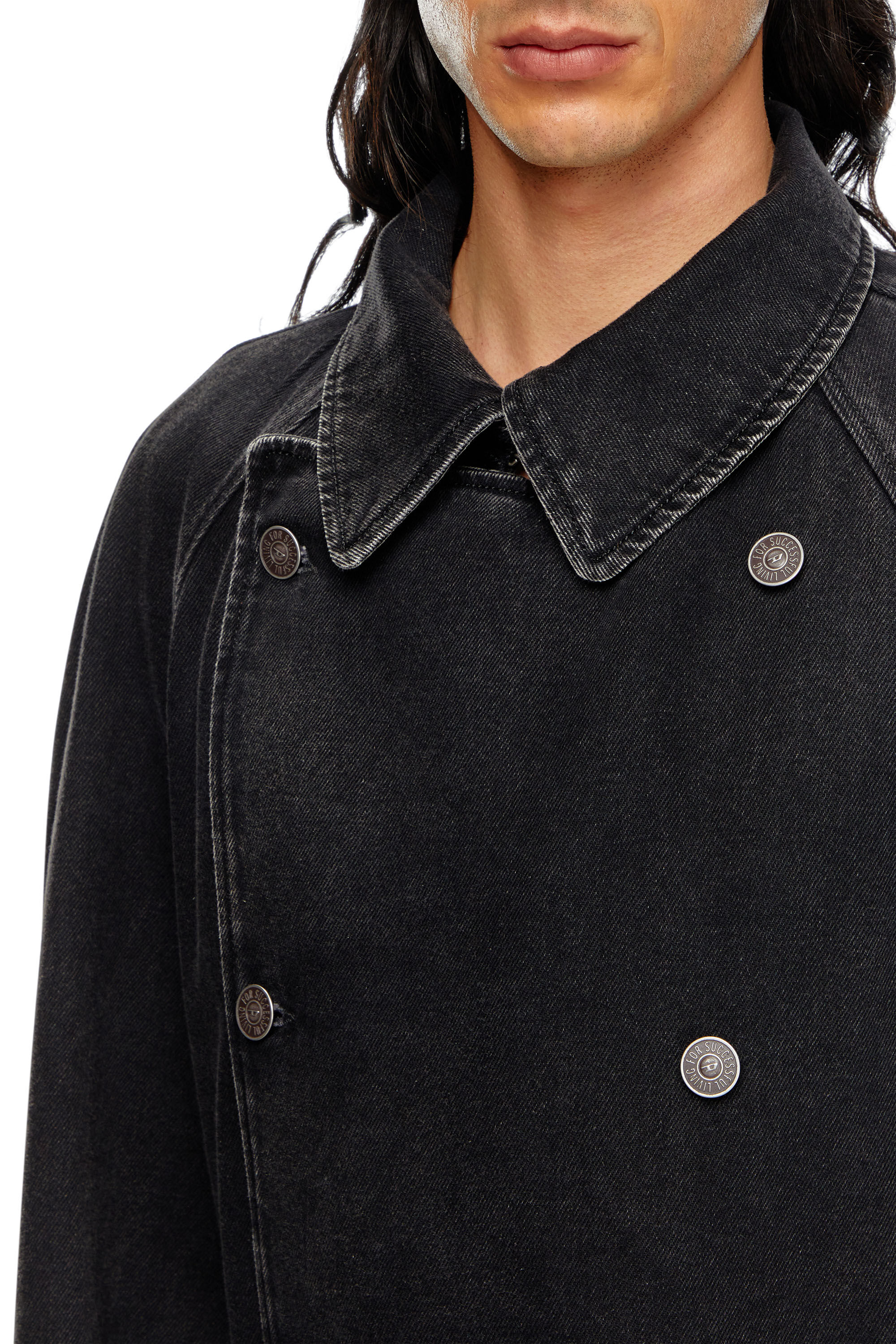 Diesel - D-DELIRIOUS-D, Trench in denim lavaggio clean Uomo in Nero - 5