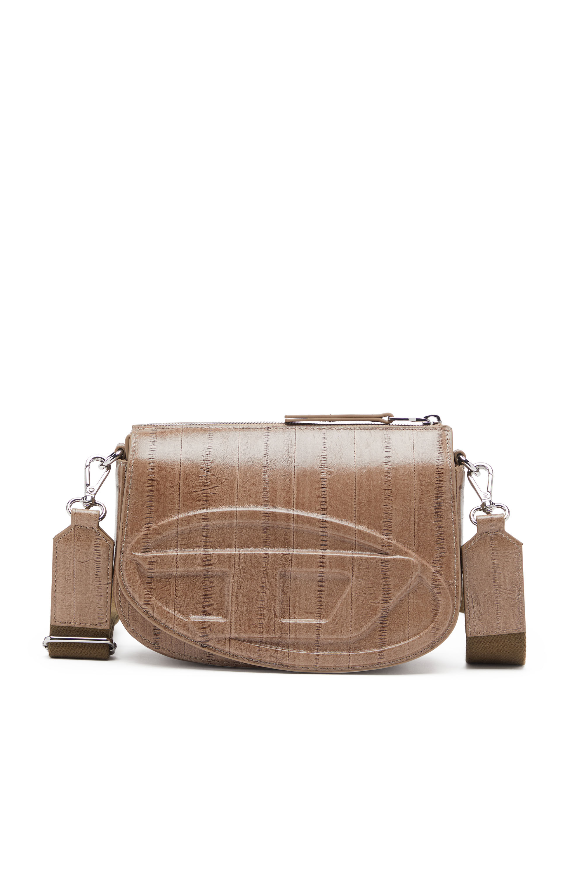 Diesel - 1DR CAMERA BAG, Unisex 1DR-Kameratasche aus Leder mit Aal-Effekt in Hellbraun - 1