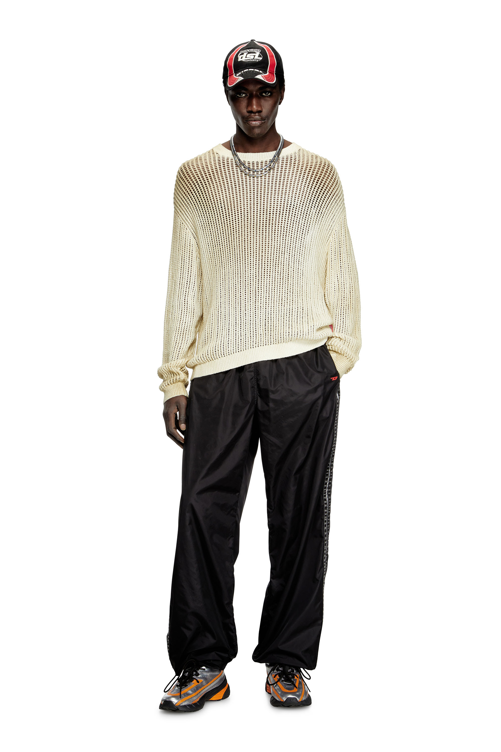 Diesel - K-SKUAT, Herren Offen gestrickter Pullover mit vielgetragenem Effekt in Beige - 2
