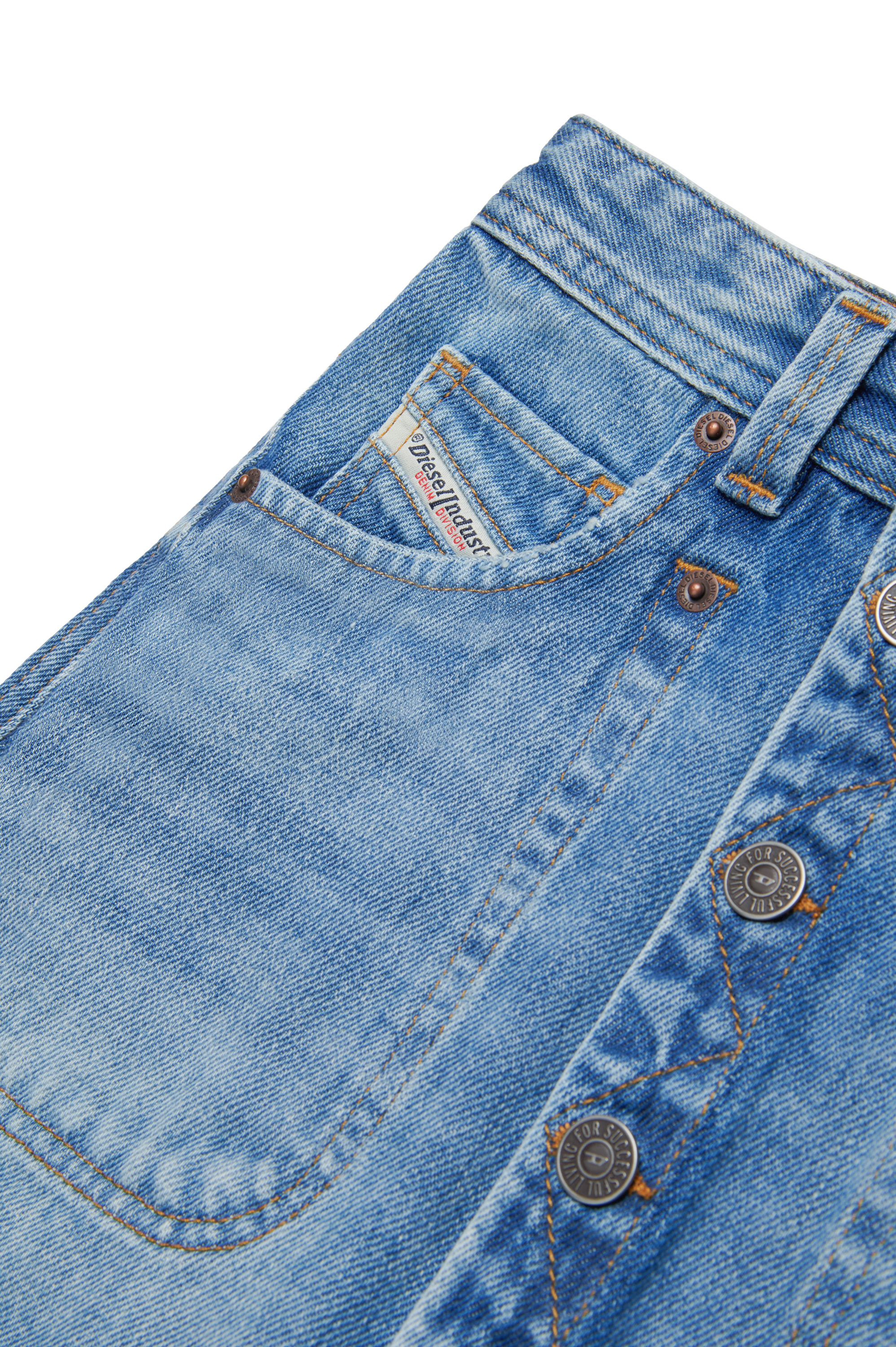 Diesel - GEALBUS, Mini-jupe en denim boutonnée sur le devant Femme in Bleu - 4