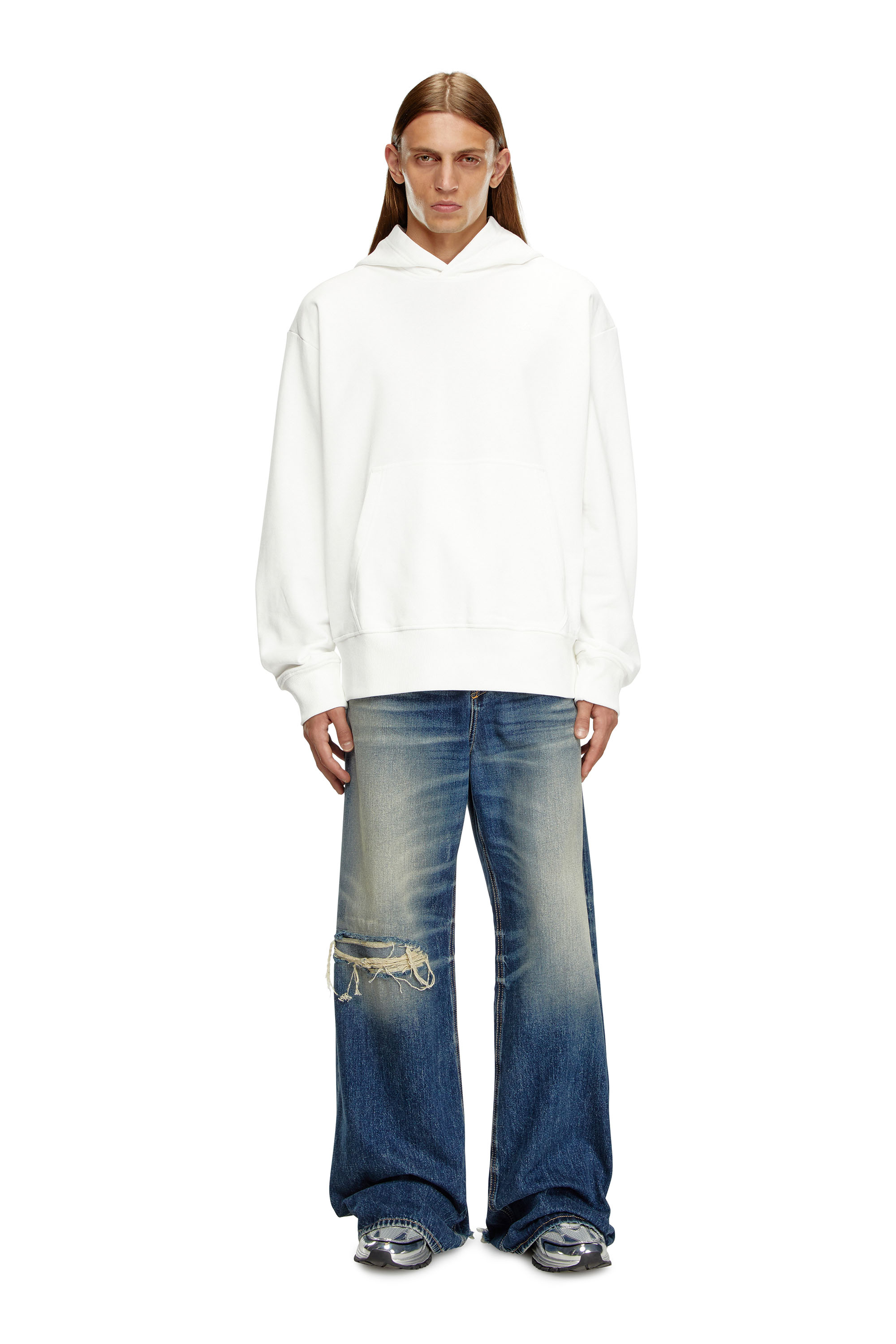 Diesel - S-MACS-HOOD-MEGOVAL-D, Sweat-shirt à capuche avec logo brodé Homme in Blanc - 2