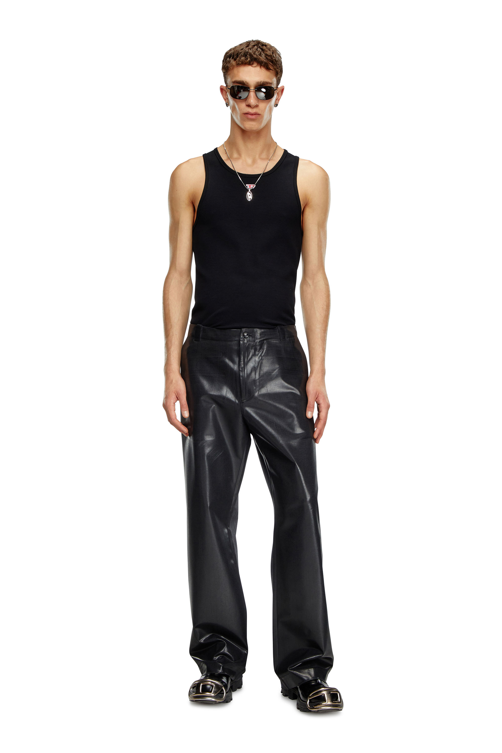 Diesel - P-STANLEY, Pantalon à fines rayures avec devant enduit Homme in Noir - 2
