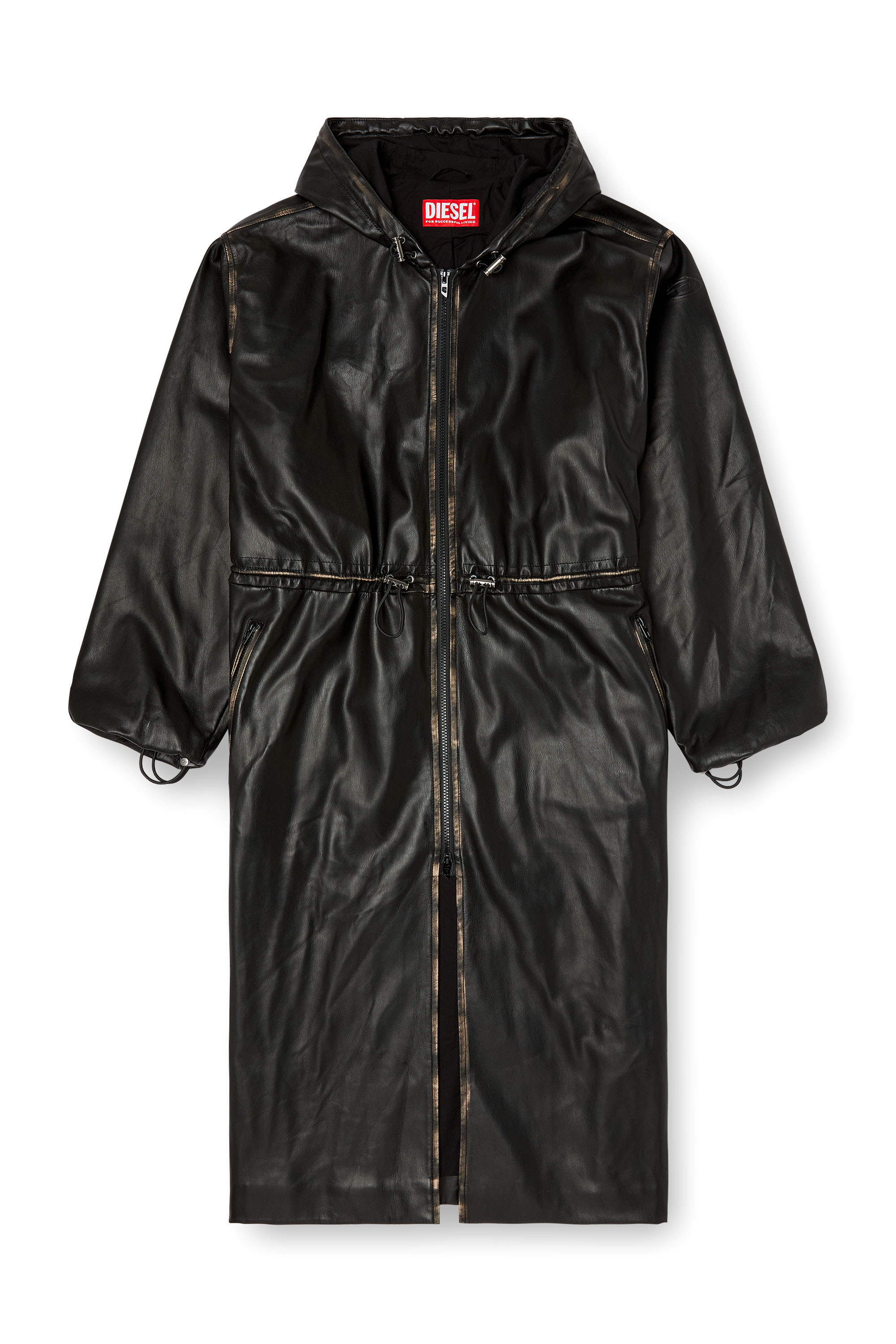 Diesel - G-LARY, Manteau utility à capuche effet vieilli Mixte in Noir - 4
