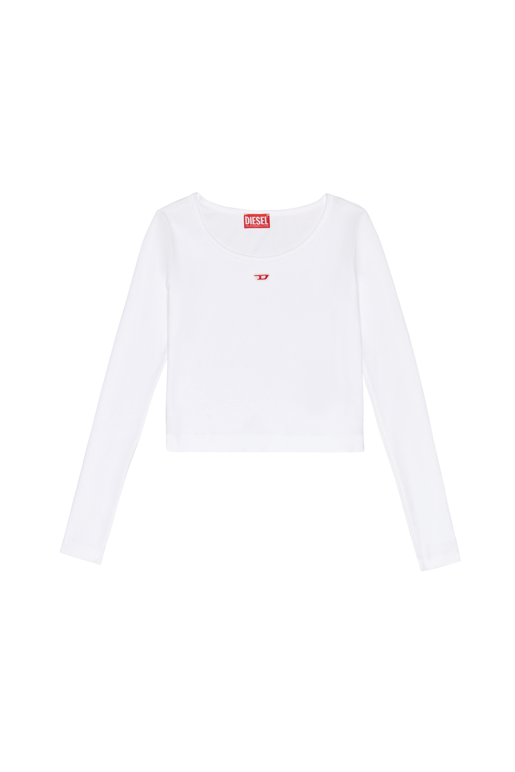 Diesel - T-BALLET-D, Damen Langarm-Top mit gesticktem D-Patch in Weiß - 3