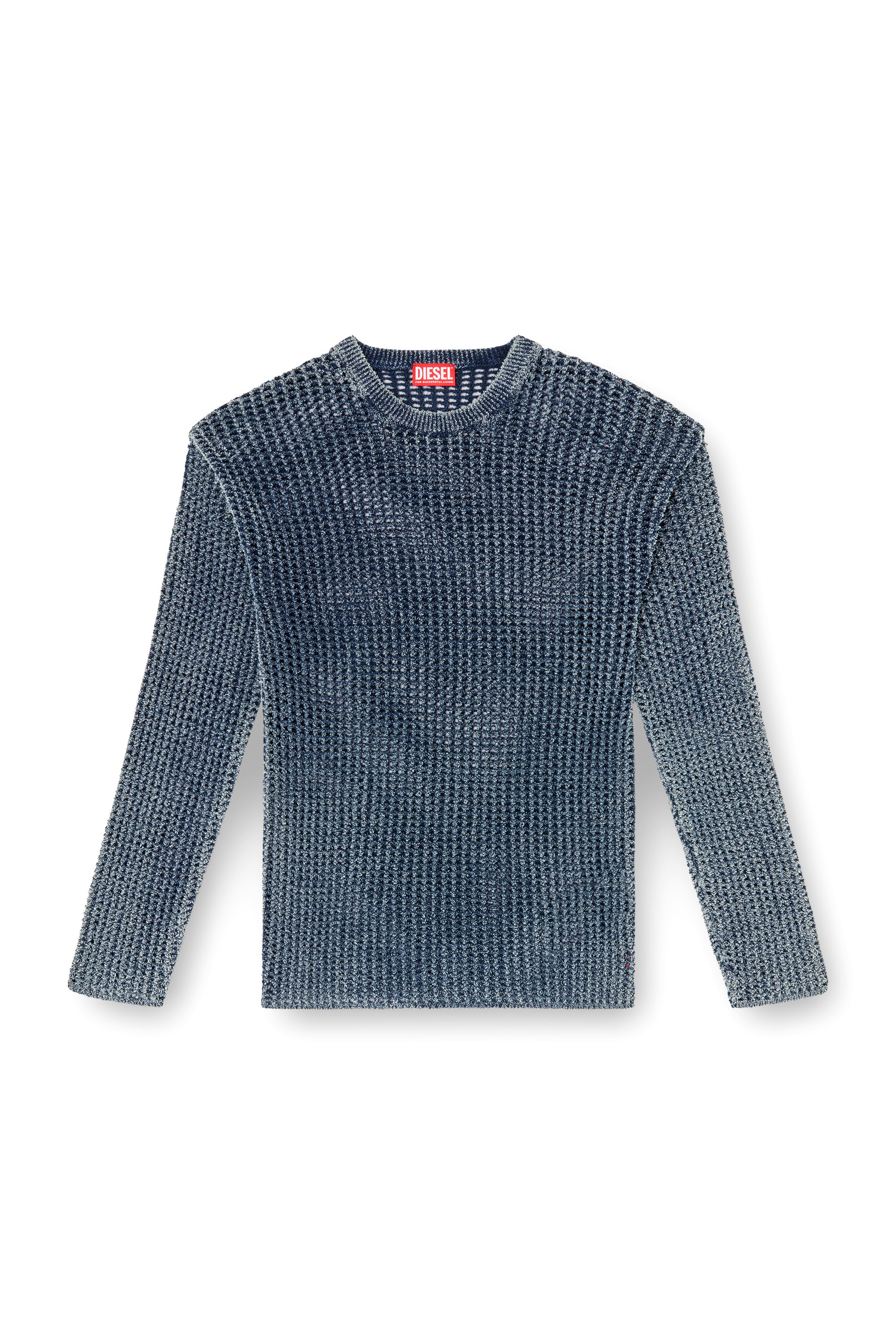 Diesel - K-REDROS, Herren Pullover aus Mesh und Denim-Garn in Blau - 3