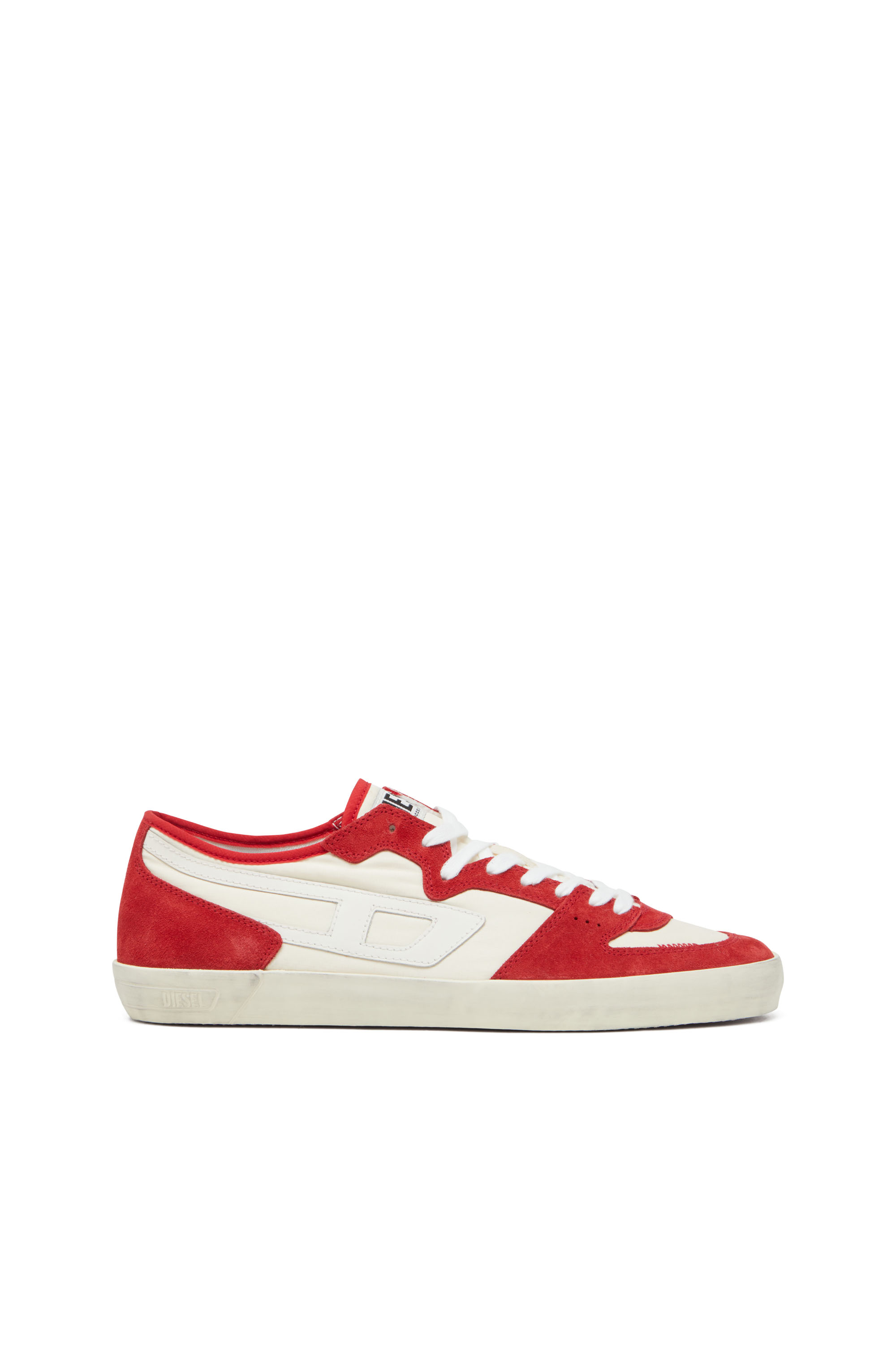 Diesel - S-LEROJI D-1 LOW, Herren S-Leroji D-Sneakers aus gepolstertem Ripstop und Veloursleder in Rot/Weiss - 1