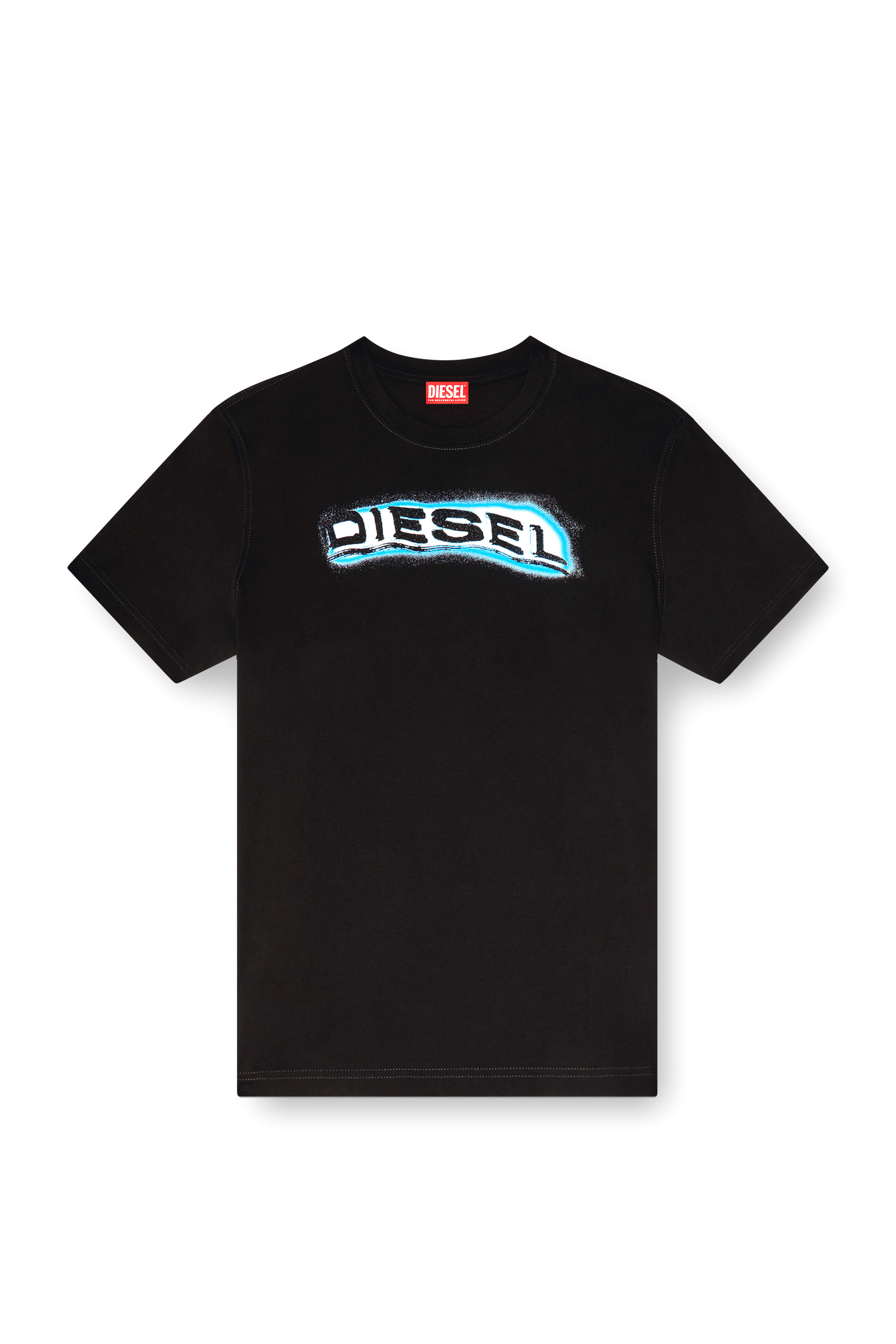 Diesel - T-ADJUST-R4, T-shirt avec logo imprimé bouffant Homme in Noir - 3