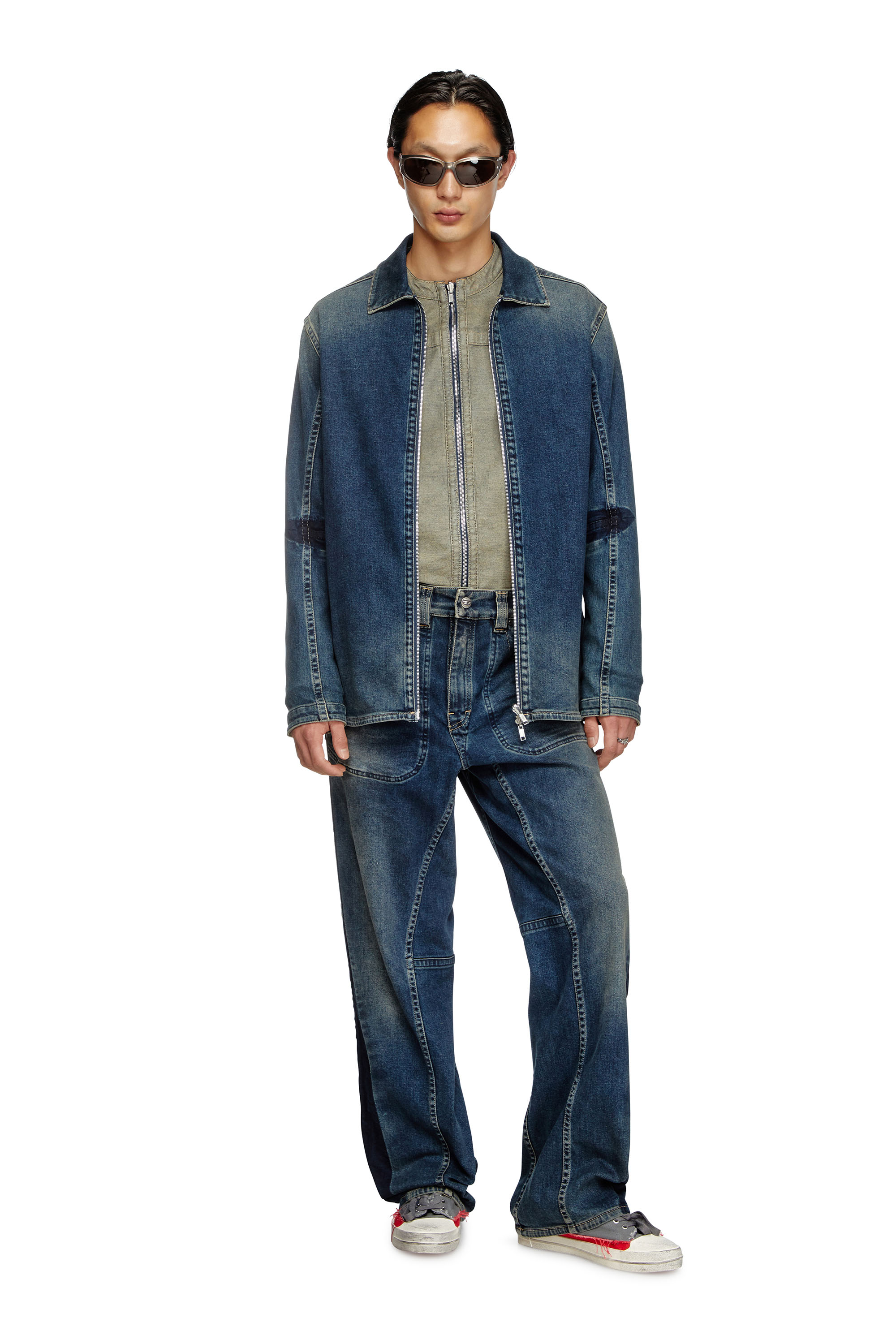 Diesel - D-SIMPLY-RE, Camicia con zip in denim Rehab Uomo in Blu - 3