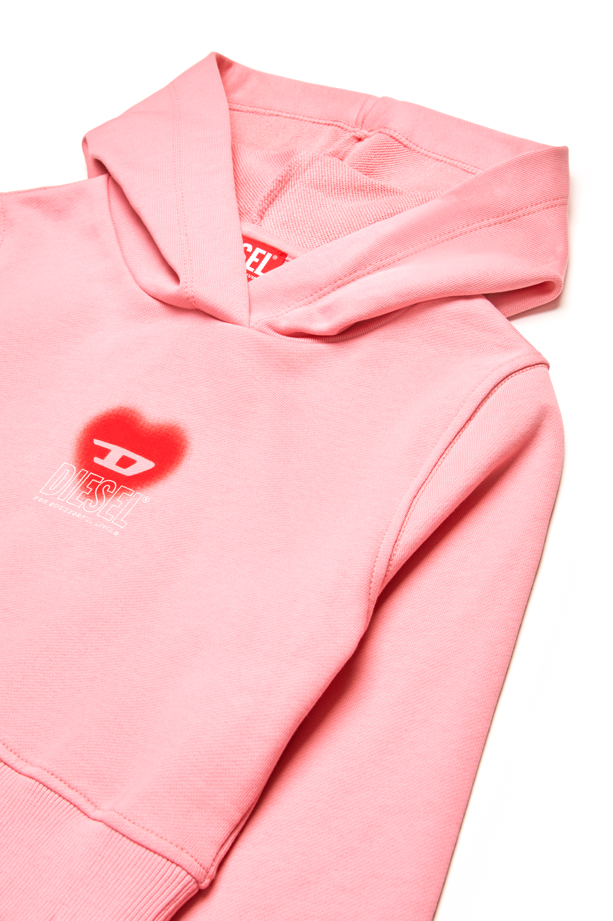 Diesel - SCUOREHOOD, Sweat-shirt cropped à capuche avec logo cœur Femme in Rose - 3