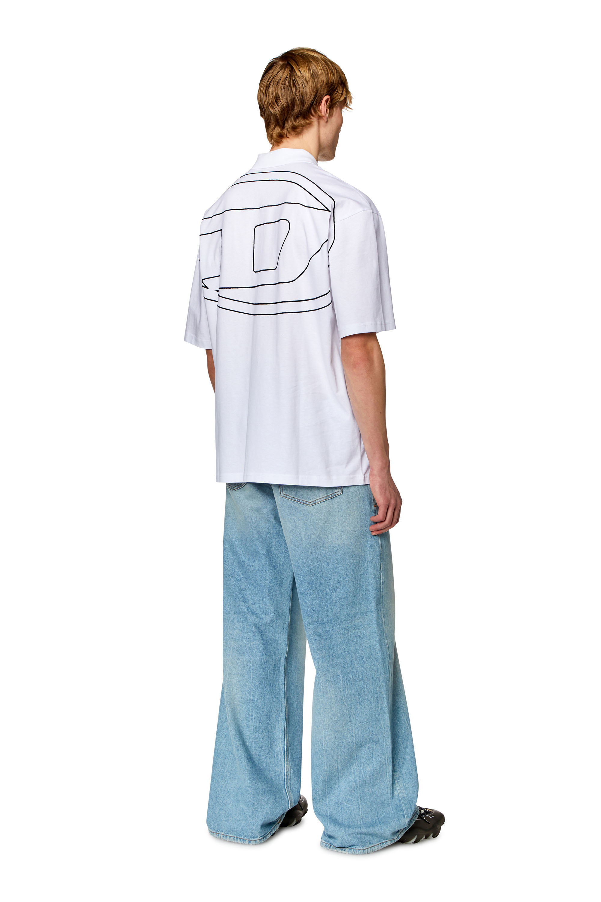 Diesel - T-VORT-MEGOVAL-D, Polo avec maxi oval D brodé Homme in Blanc - 2