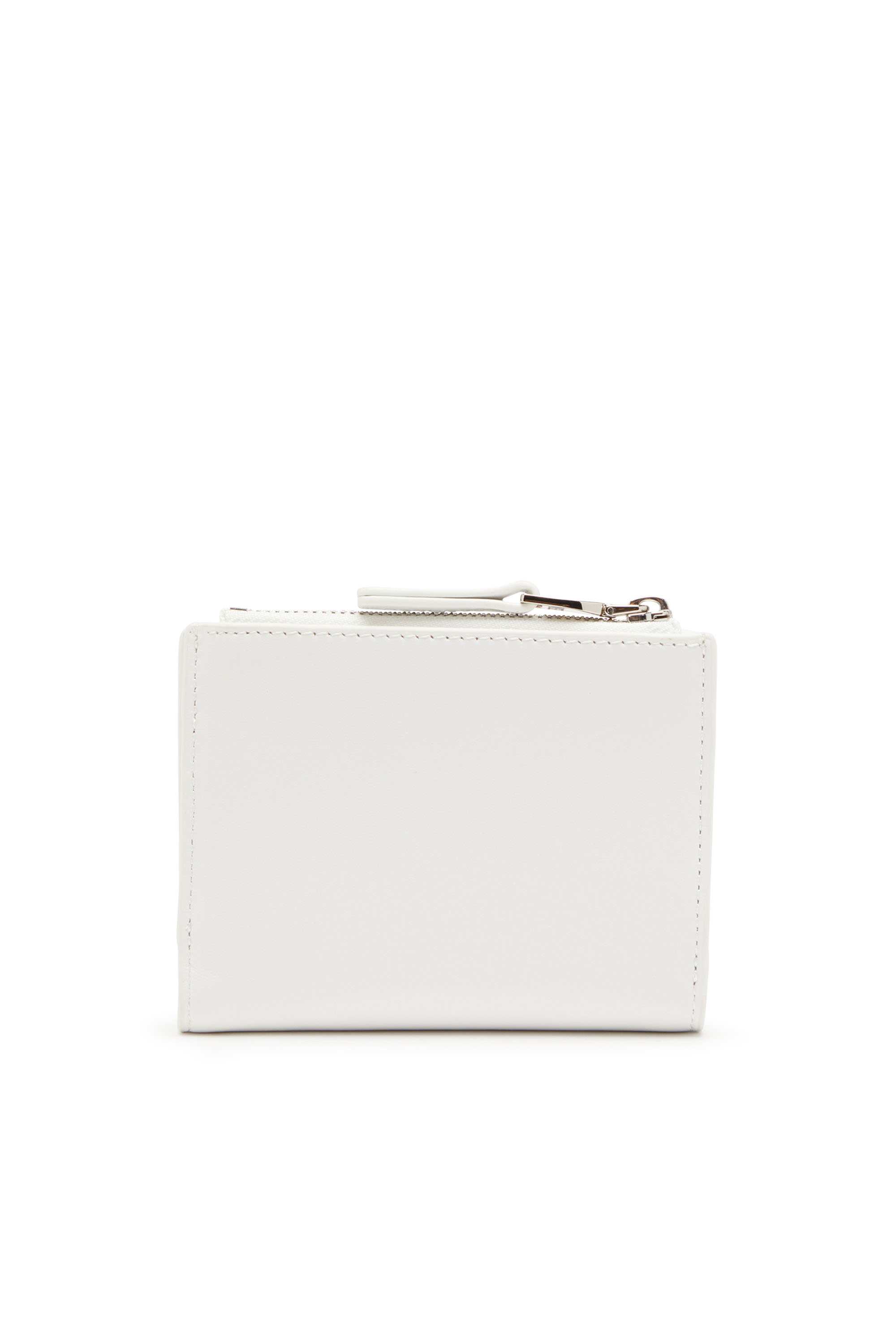 Diesel - 1DR BI-FOLD ZIP II, Damen Kleines Portemonnaie aus Leder mit Logo-Plakette in Weiß - 2