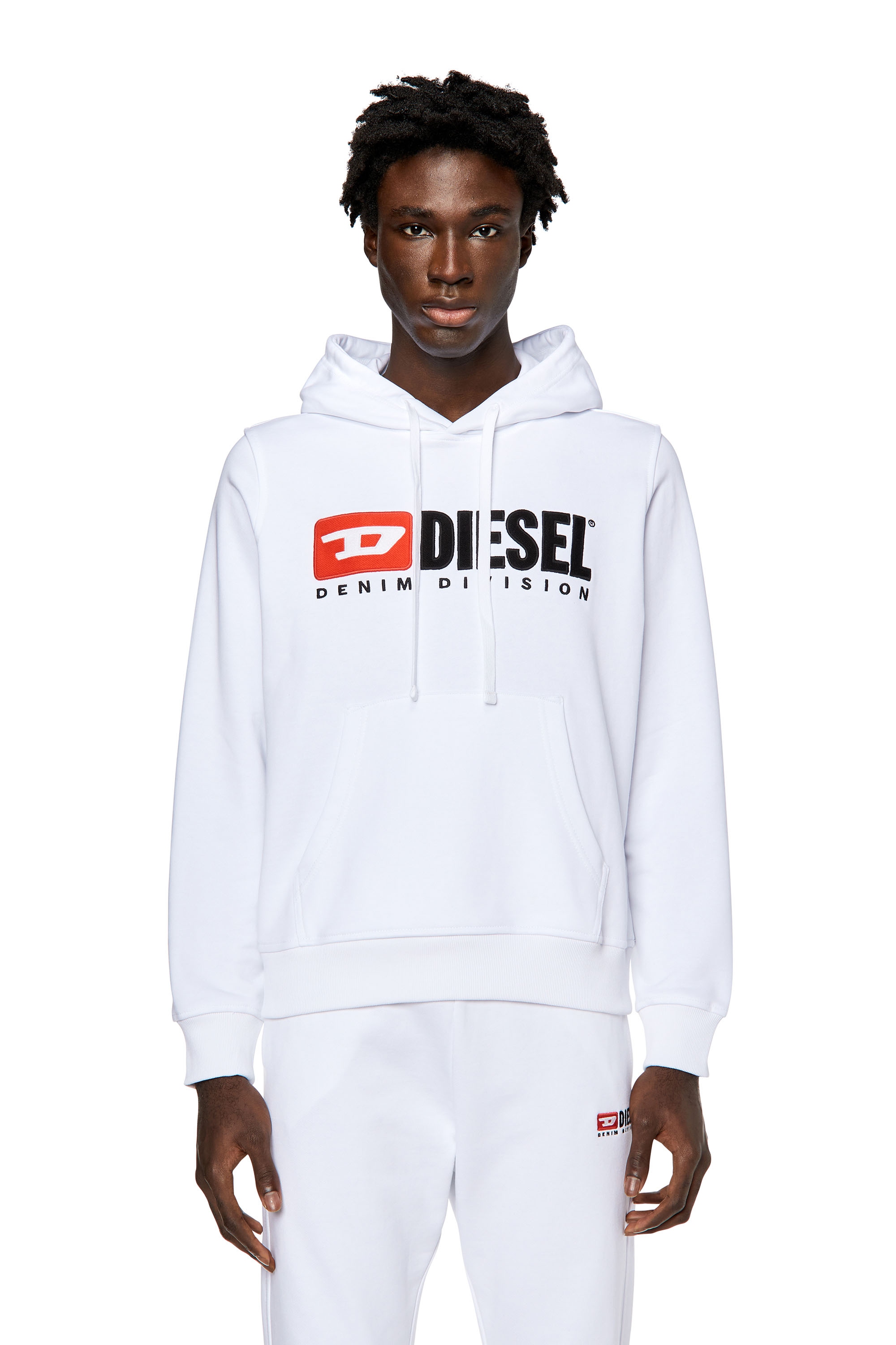 Diesel - S-GINN-HOOD-DIV, Herren Hoodie mit Logo-Applikation in Weiß - 1