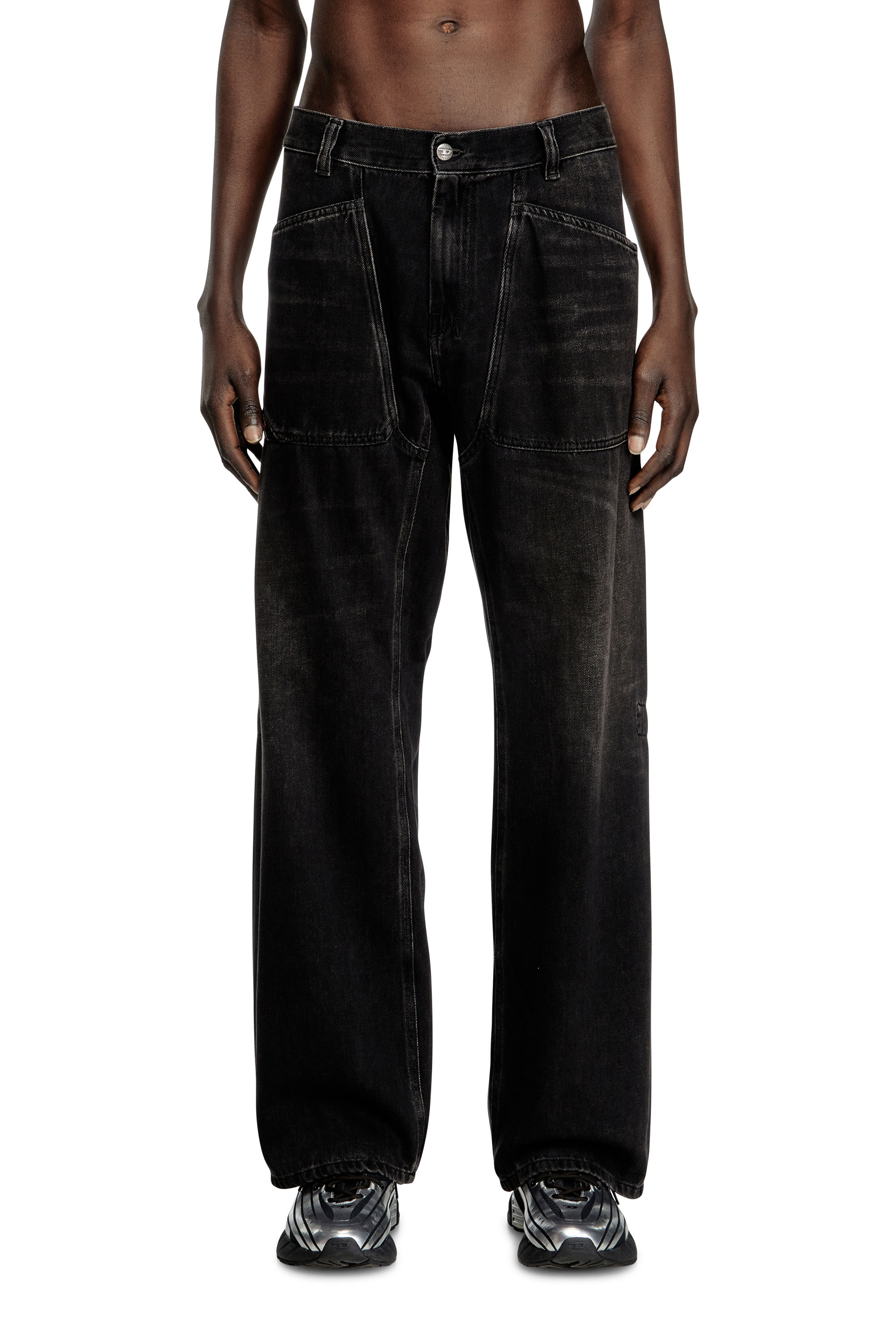 Diesel - Relaxed Jeans D-Zeta 09J96 Homme, Noir/Gris foncé - Image 1