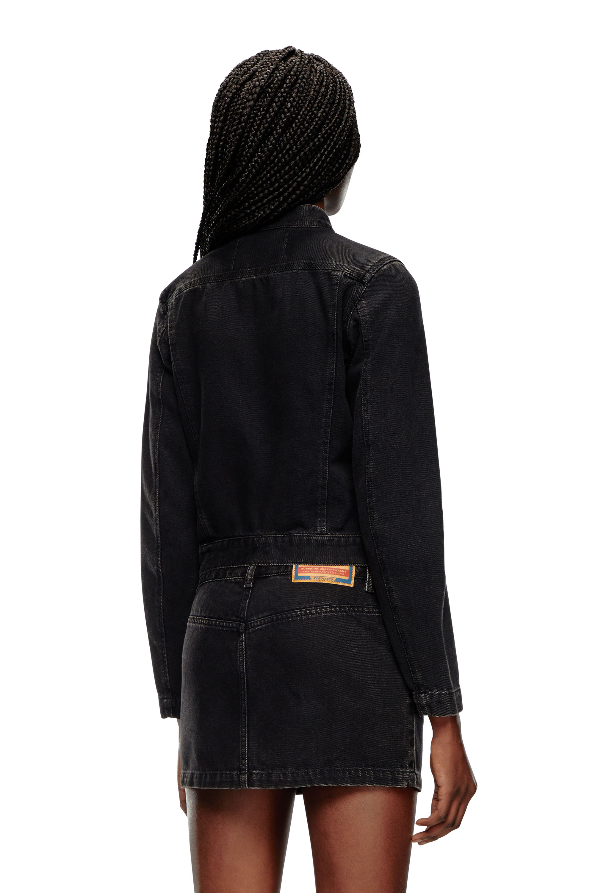 Diesel - DE-MORNIN, Damen Motorradjacke aus Denim in Schwarz - 4