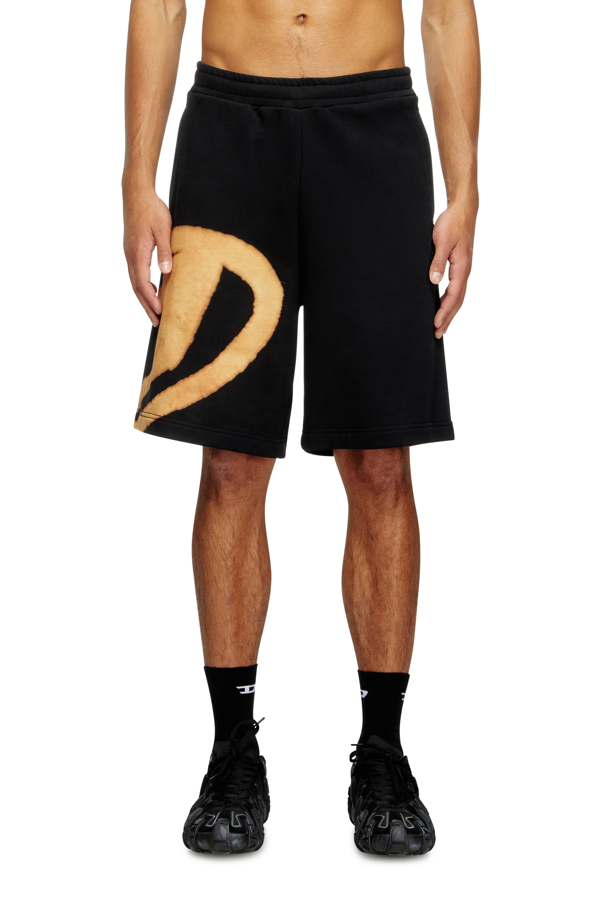 Diesel - P-CROW-BLEACH, Short de survêtement avec logo effet blanchi Homme in Polychrome - 1