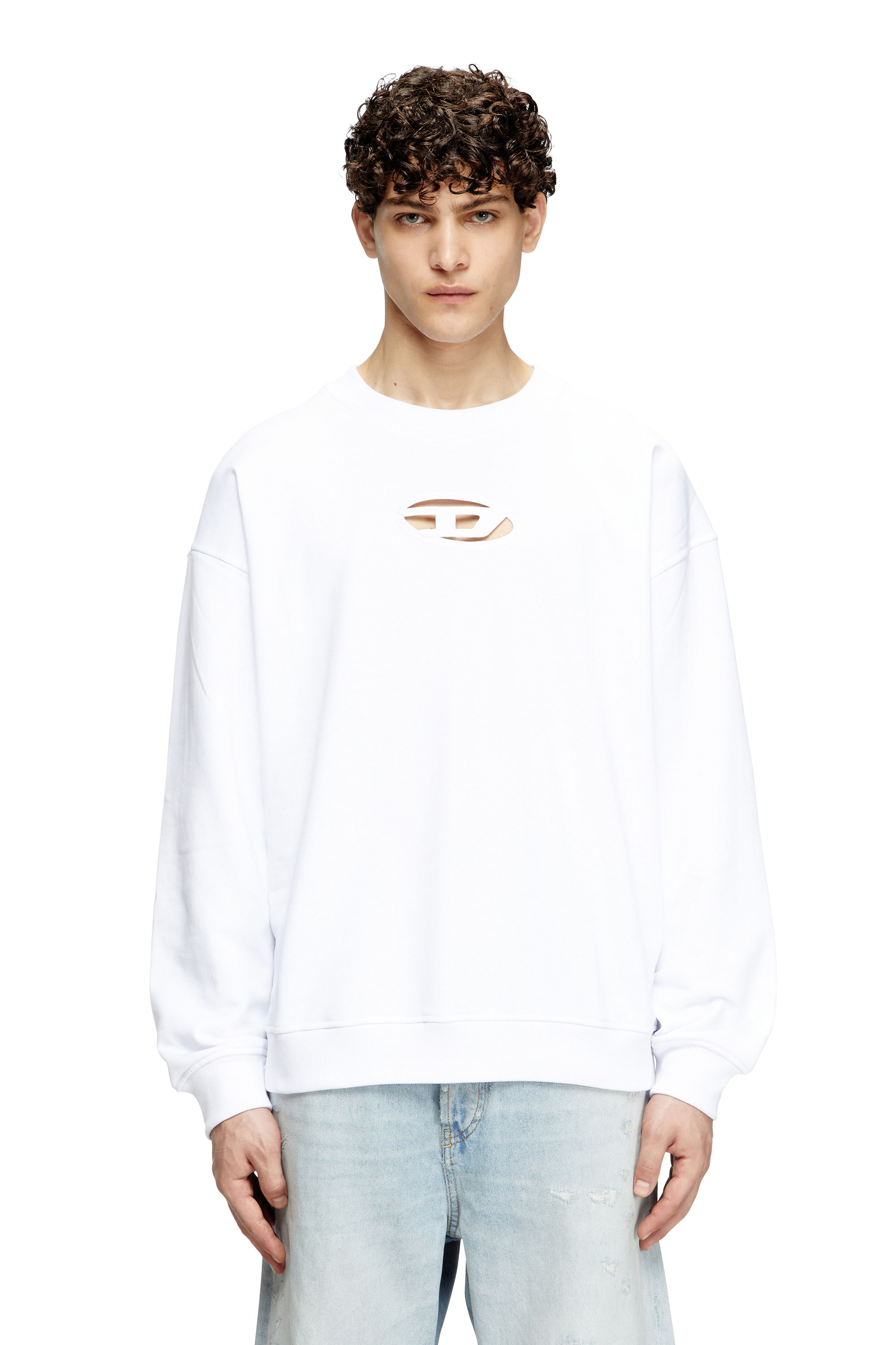 Diesel - S-BOXT-OD, Sweat-shirt avec cut-out Oval D Homme in Blanc - 1