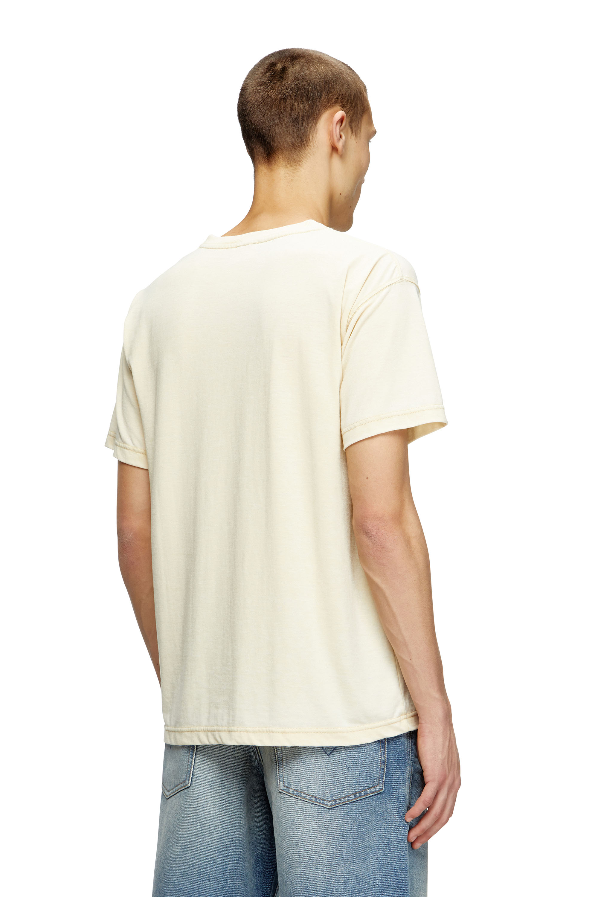 Diesel - T-NORM-T2, Herren Slogan-T-Shirt mit Burnout-Waschung in Beige - 4