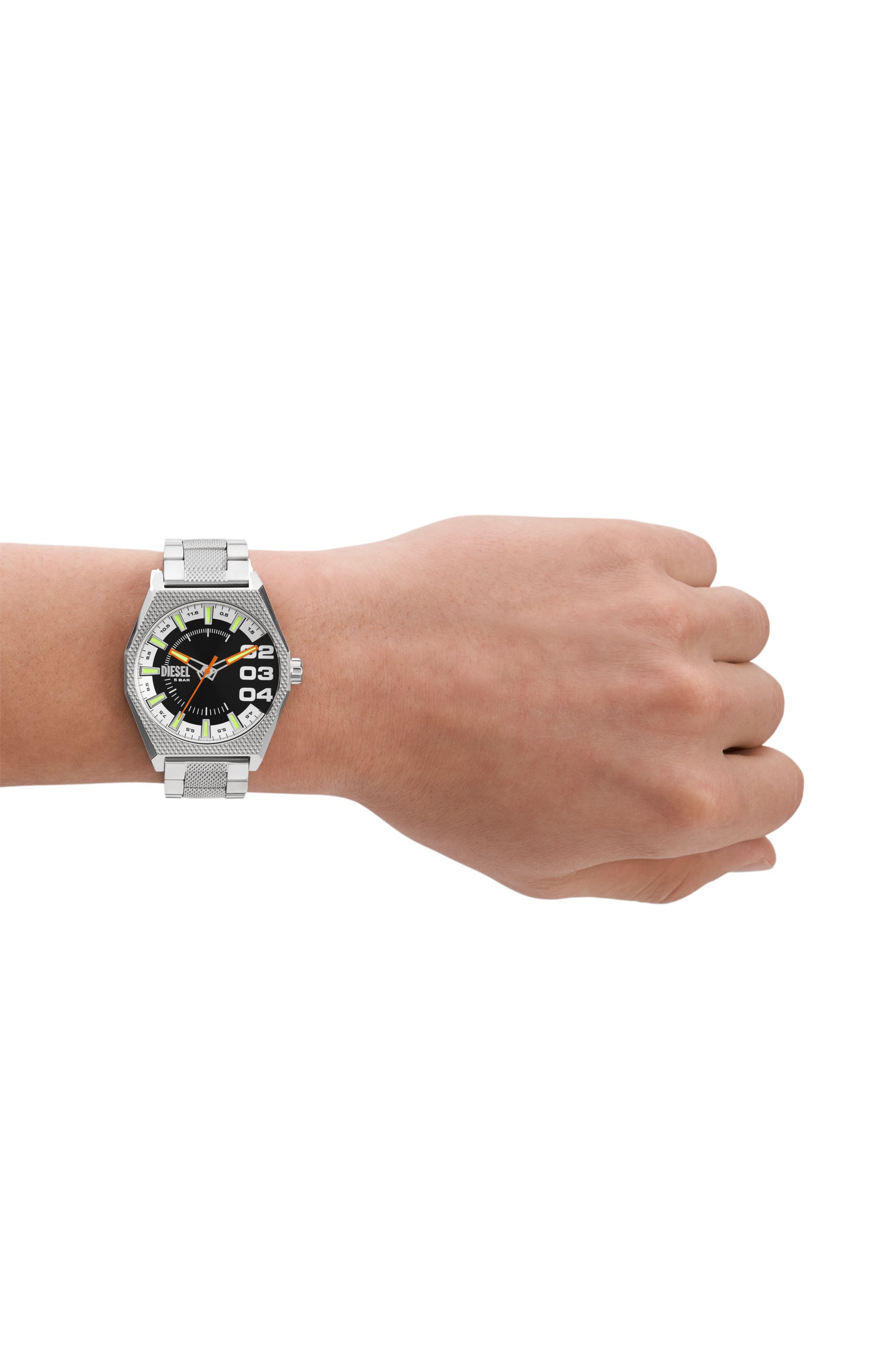 Diesel - DZ2172, Montre Scraper en acier inoxydable Homme in Gris argenté - 4