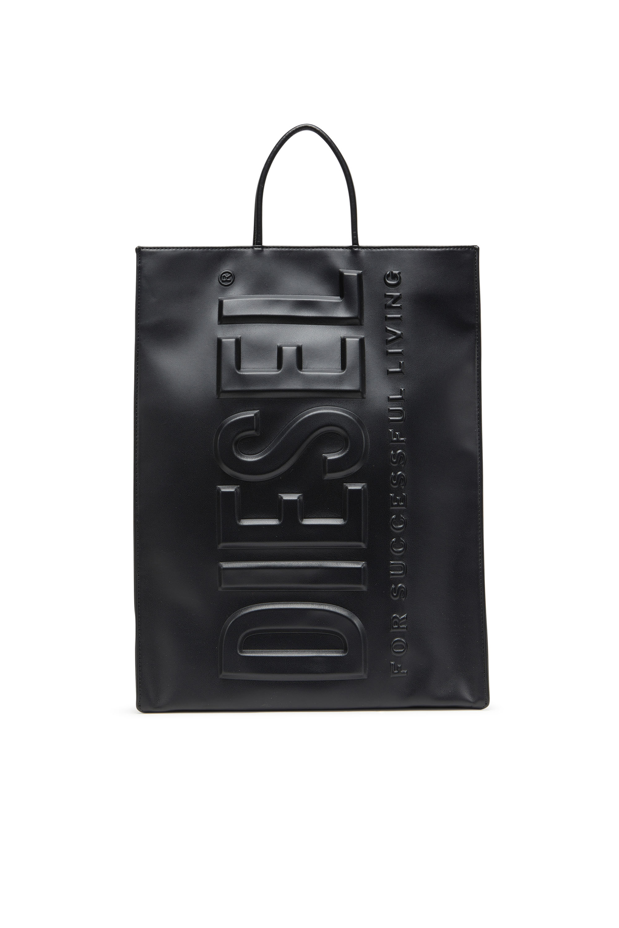 Diesel - DSL 3D SHOPPER L X, Dsl 3D L-Grand sac tote en PU avec logo embossé Homme in Noir - 1