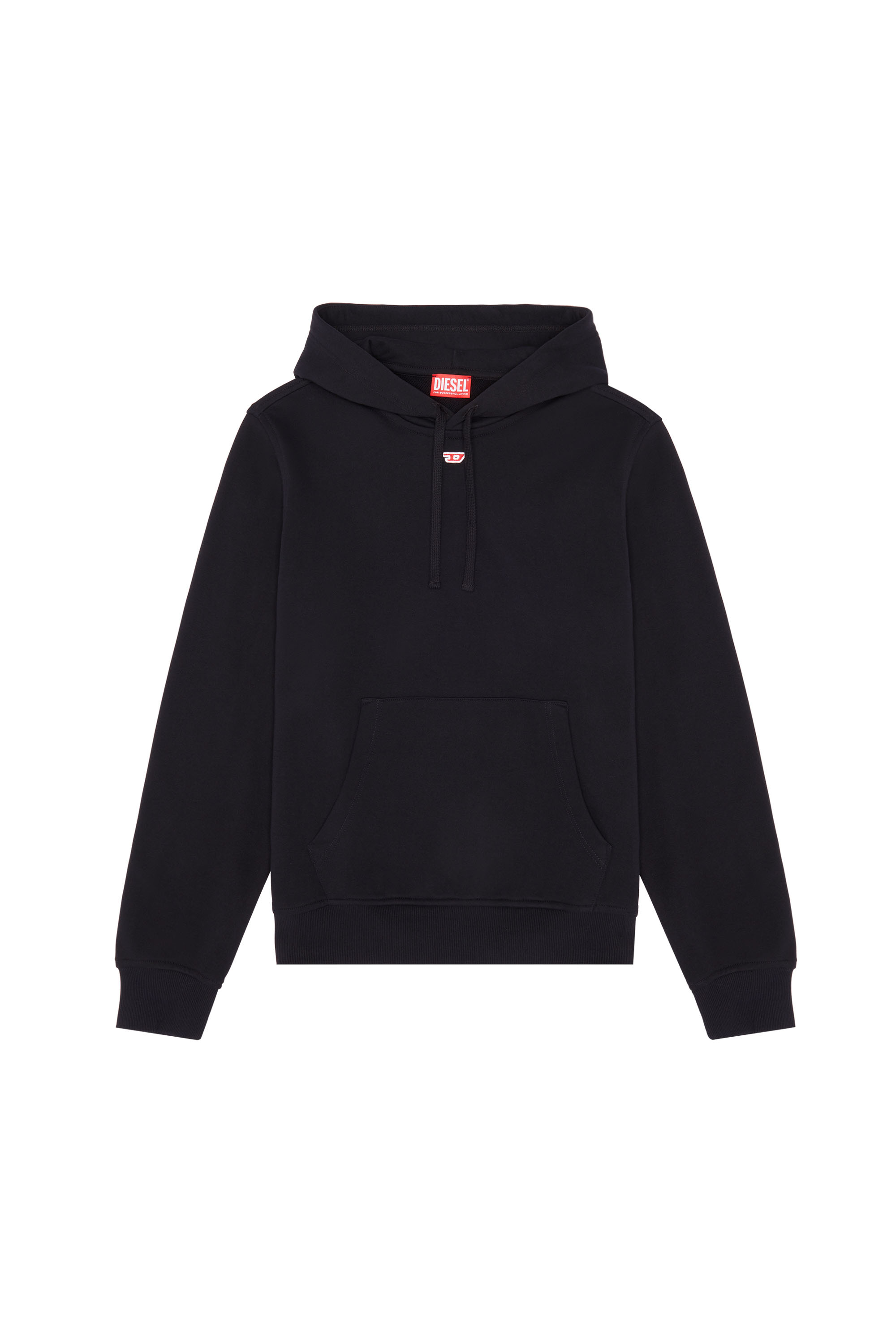 Diesel - S-GINN-HOOD-D, Sweat-shirt à capuche en coton avec mini empiècement D Homme in Noir - 3