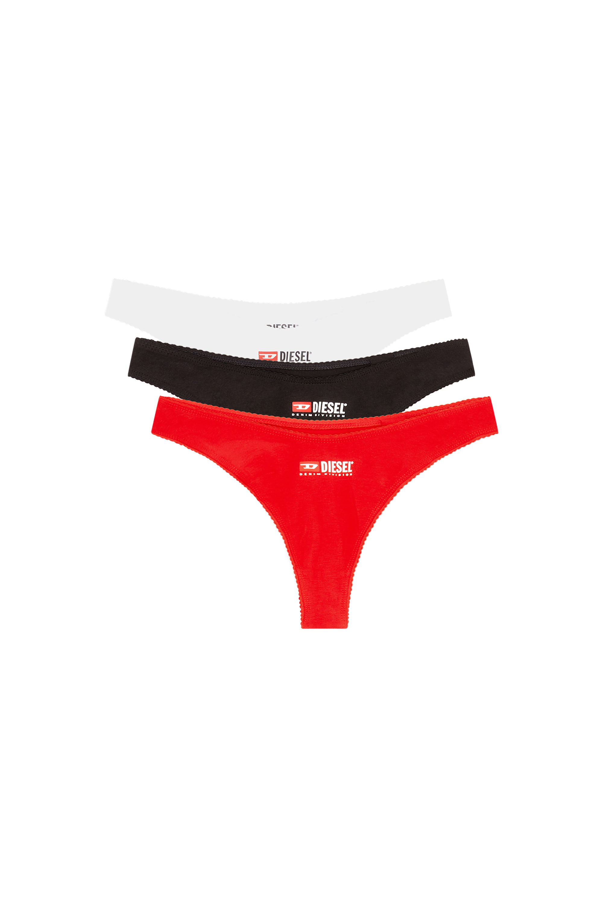 Diesel - UFPN-PUNCHY-THREEPACK, Damen Briefs mit kleinem Logo-Print im Dreierpack in Rot/Schwarz - 1