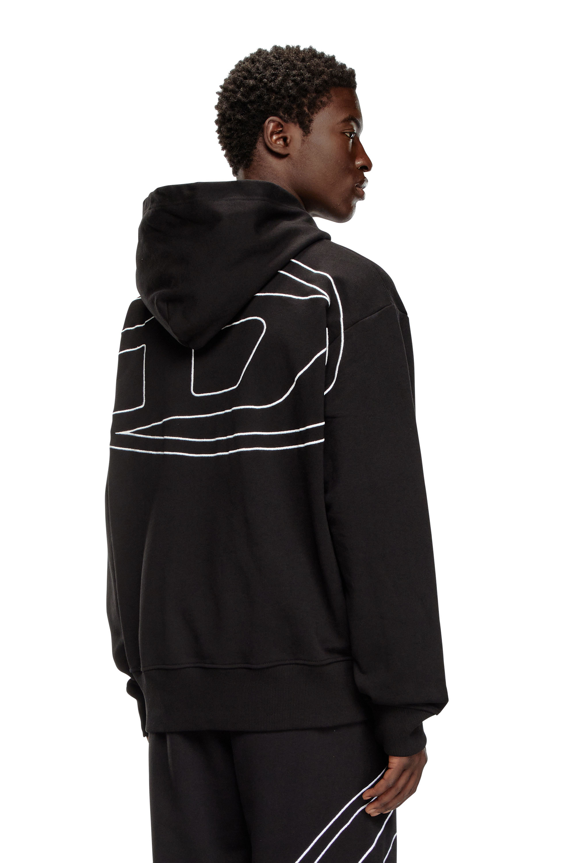 Diesel - S-MACS-HOOD-MEGOVAL-D, Sweat-shirt à capuche avec logo brodé Homme in Noir - 1