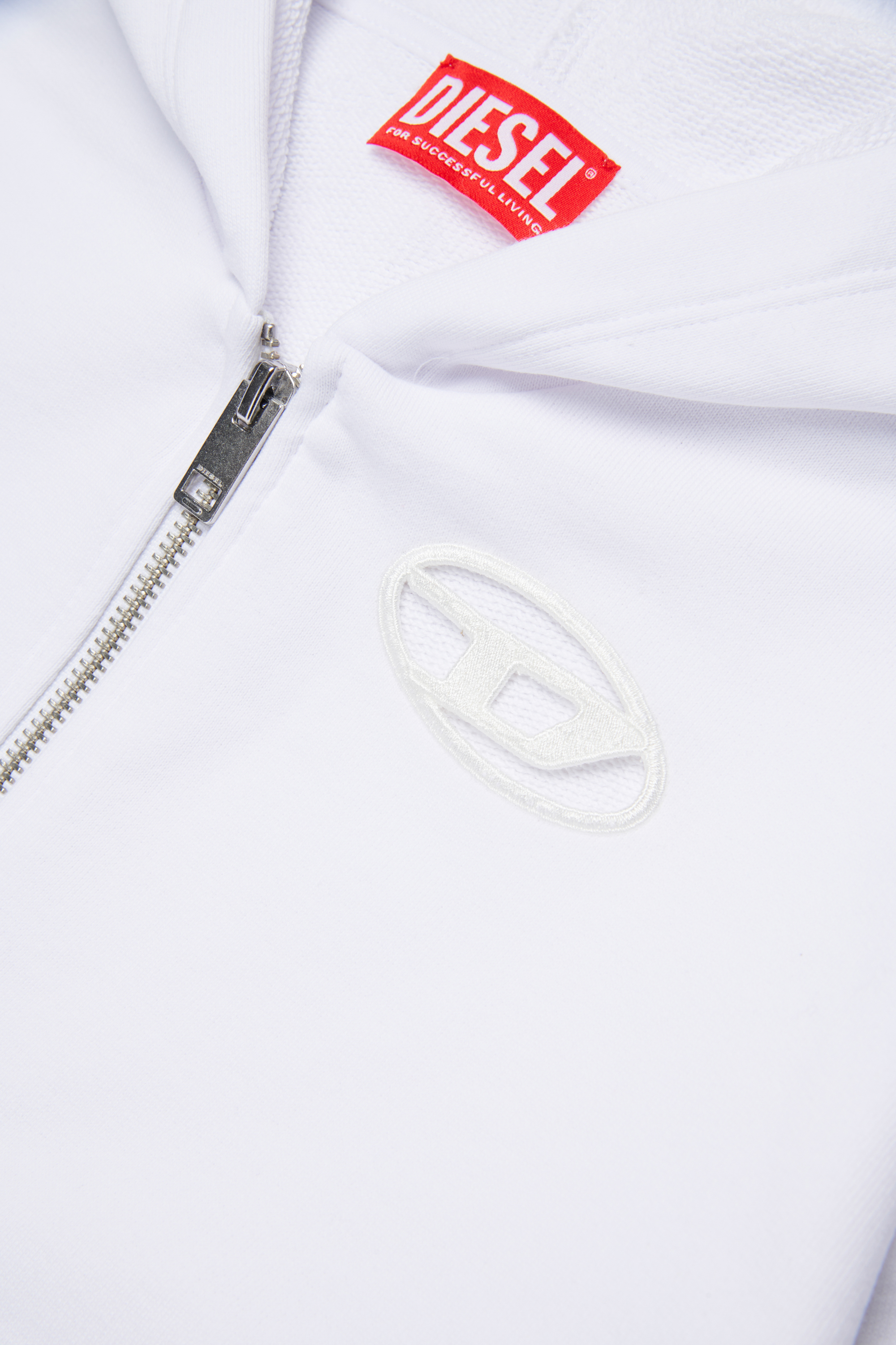 Diesel - SFPERU, Sweat-shirt à capuche zippé avec cut-out à logo Oval D Femme in Blanc - 4