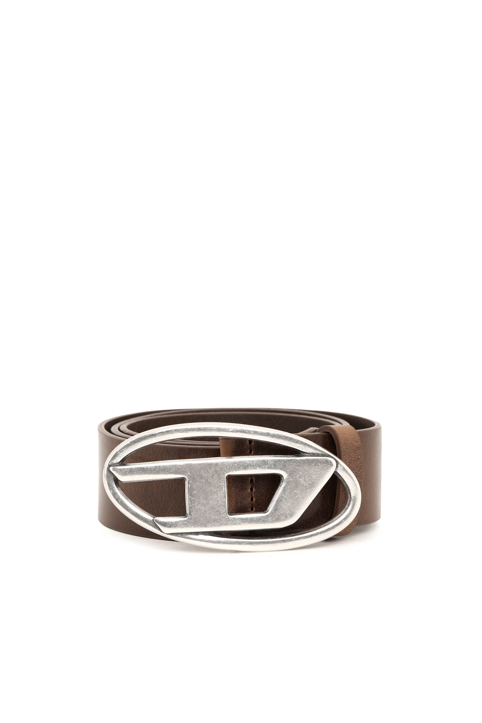 Diesel - B-1DR, Ceinture en cuir avec boucle D Homme in Marron - 1