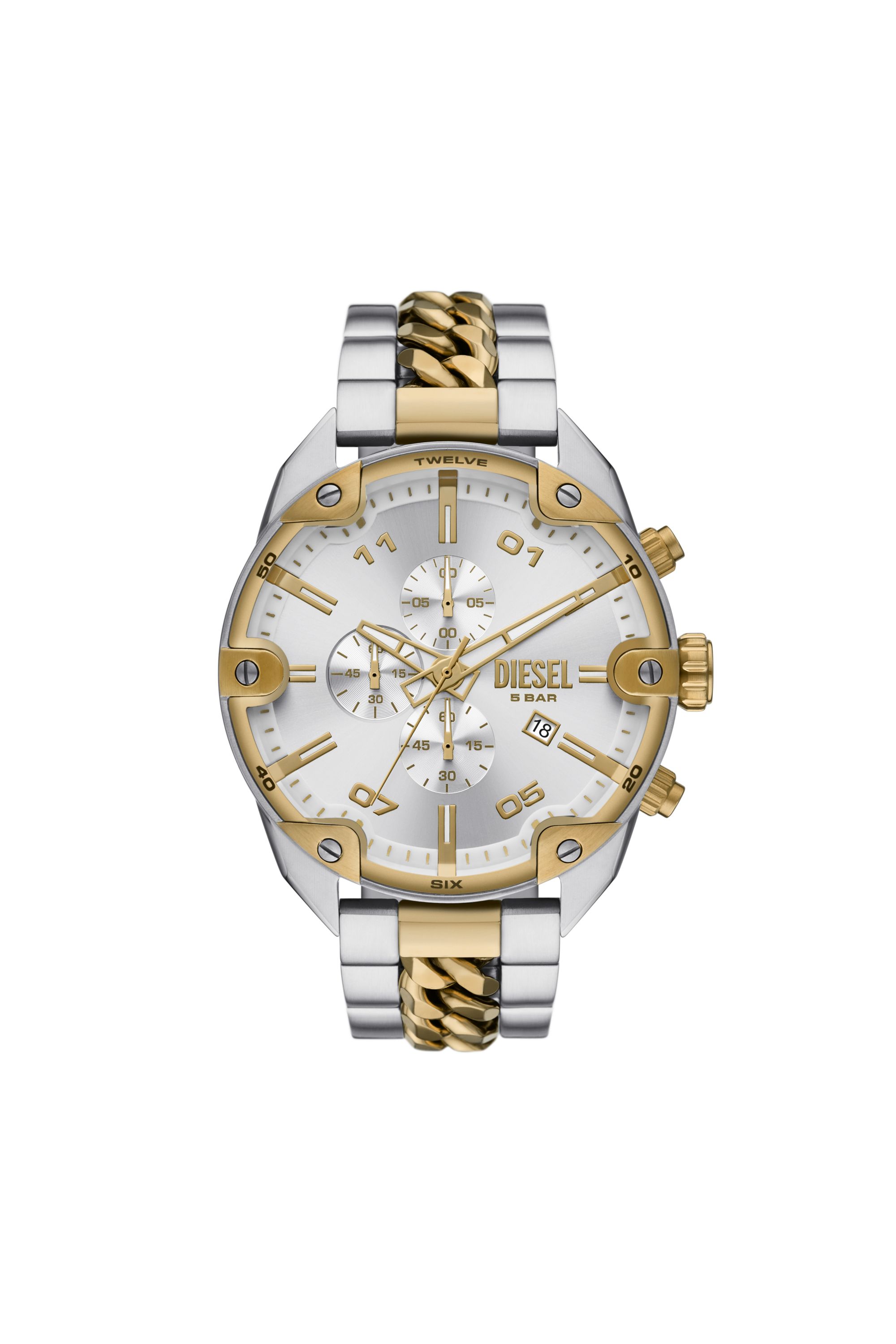 Diesel - DZ4629, Montre Spiked en acier inoxydable Homme in Gris argenté - 1