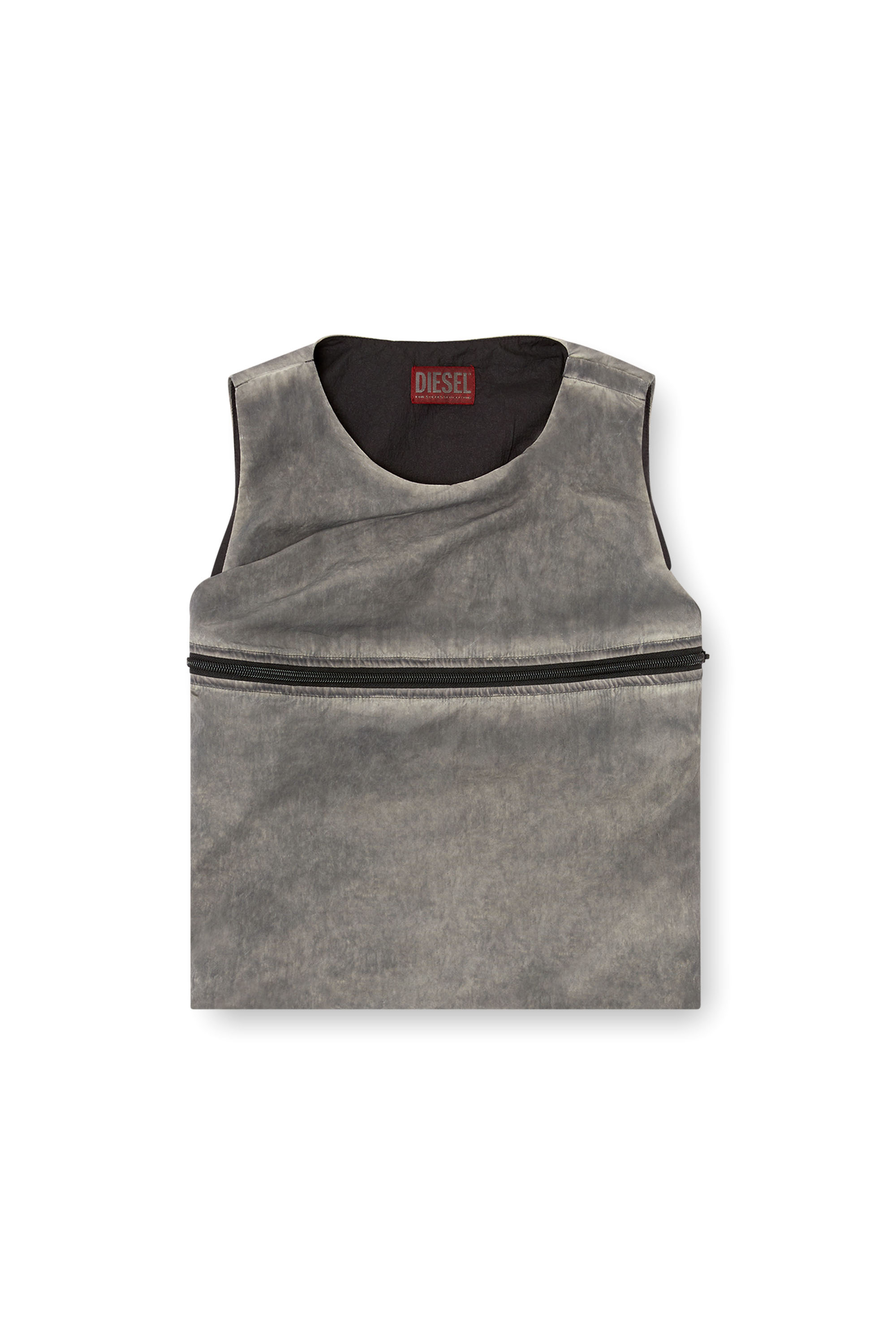 Diesel - T-ORIGIN, Top bubble avec poche utility Femme in Gris - 3