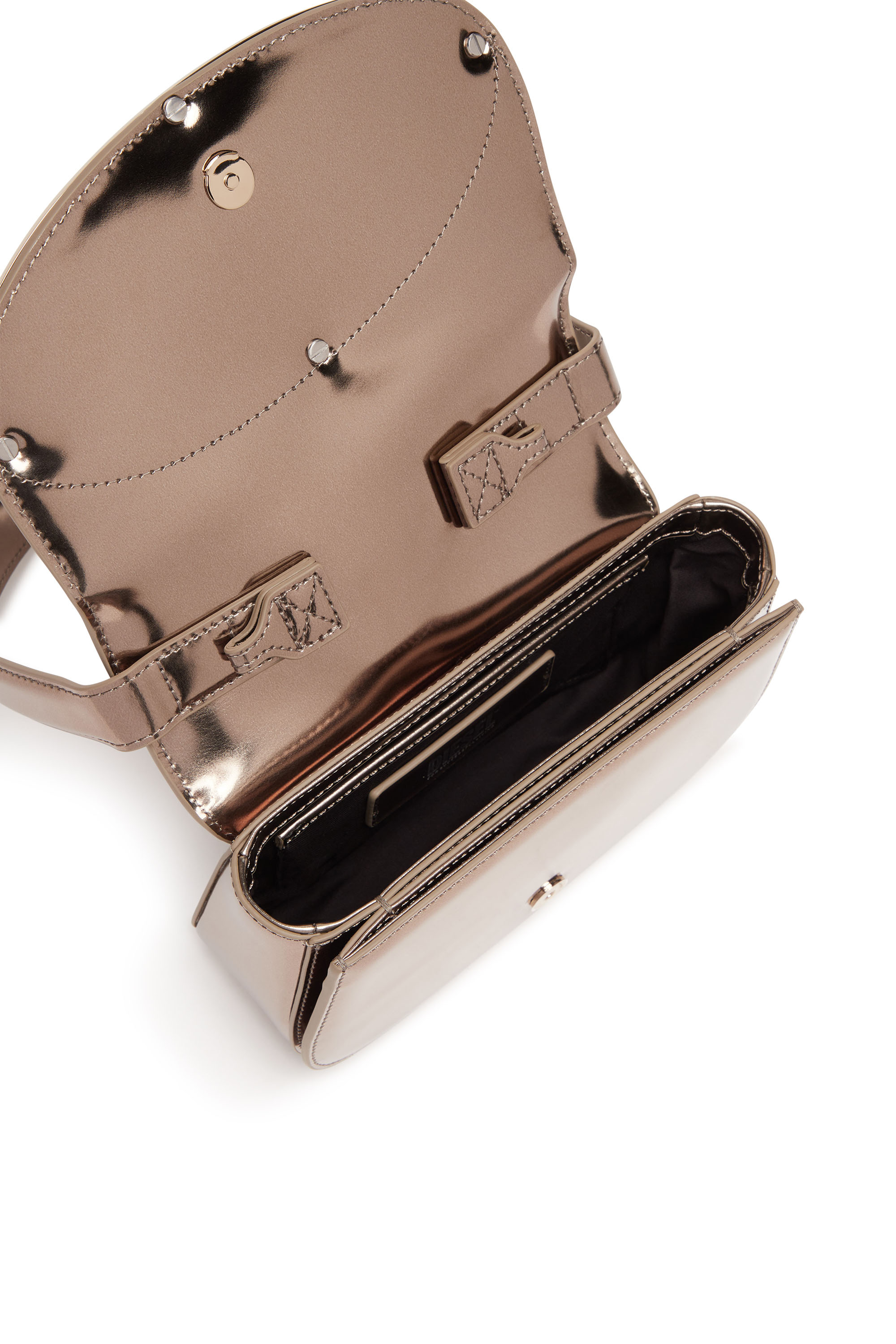 Diesel - 1DR, 1DR-Sac iconique à bandoulière en cuir effet miroir Femme in Marron - 4