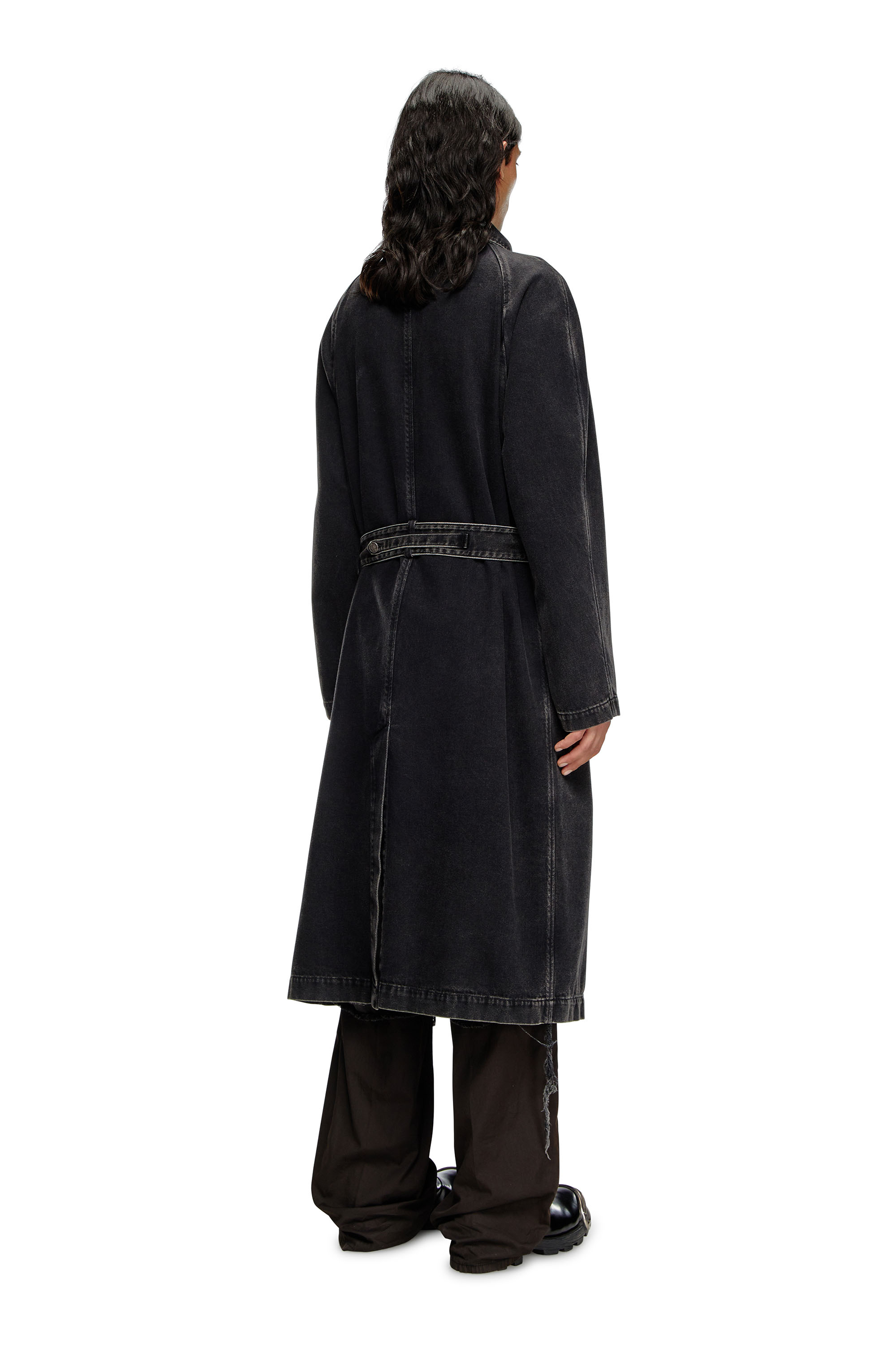 Diesel - D-DELIRIOUS-D, Trench in denim lavaggio clean Uomo in Nero - 4