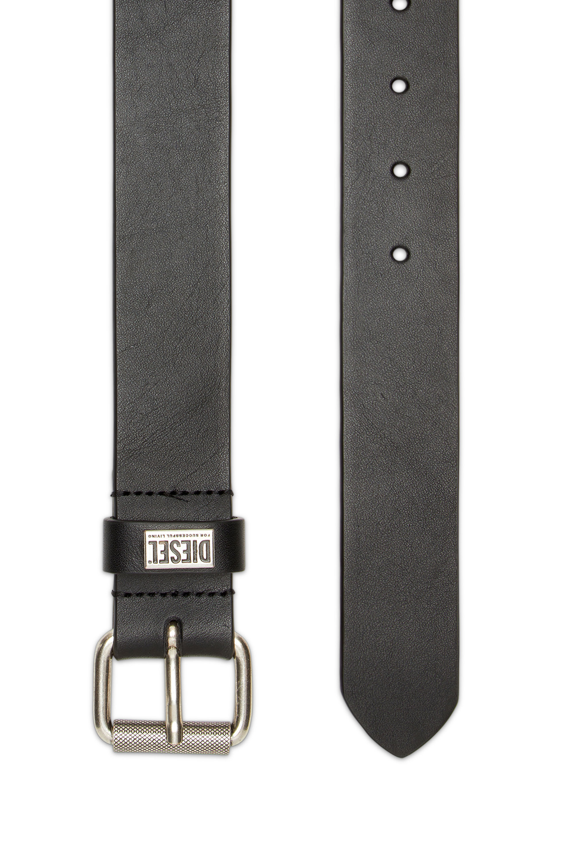 Diesel - B-BISCOTTO-LOOP, Cintura in pelle con placca logata Uomo in Nero - 2